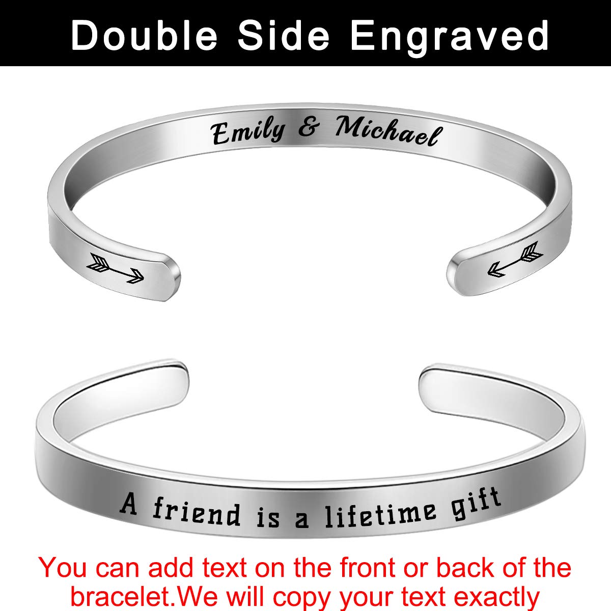 Adjustable Engraved Cuff Bangle Bracelets for Women - Personalized Inspirational Gift for Birthday, Anniversary & Friendship - Perfect for Everyday Wear & Special Occasions