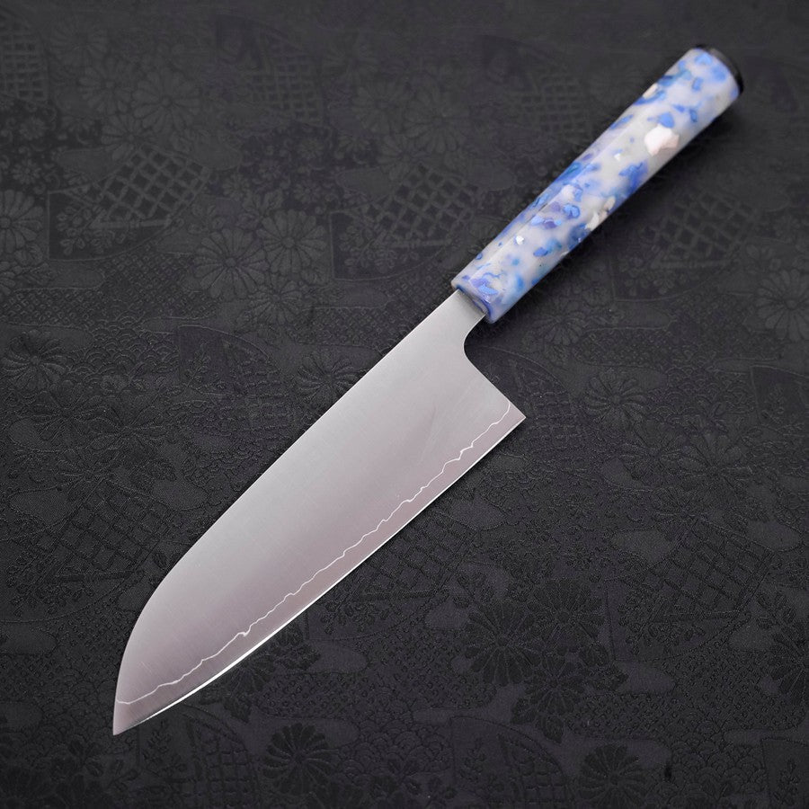 Premium Santoku Knife 165mm - AUS 10 Stainless Steel with Polished Ocean White Handle - Perfect for Sushi, Vegetables & Precision Cutting in Professional & Home Kitchens