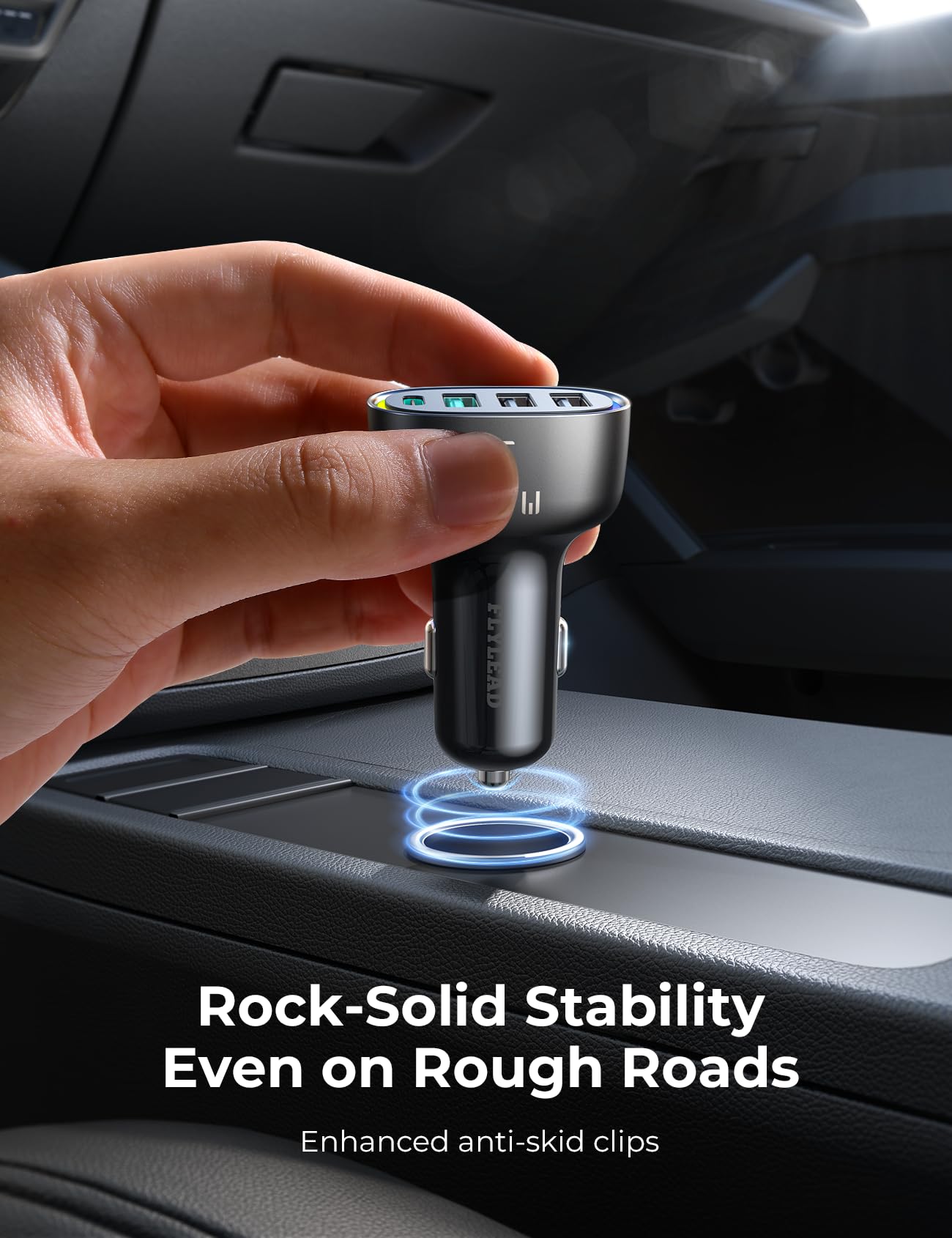 75W 4-Port USB C Car Charger Fast Charging Adapter - Compatible with iPhone 16/15/14/13 Series, Samsung Galaxy S25/S24 Ultra, iPad Air & Google Pixel - Perfect for Road Trips, Commuting & Multi-Device Charging in Your Vehicle