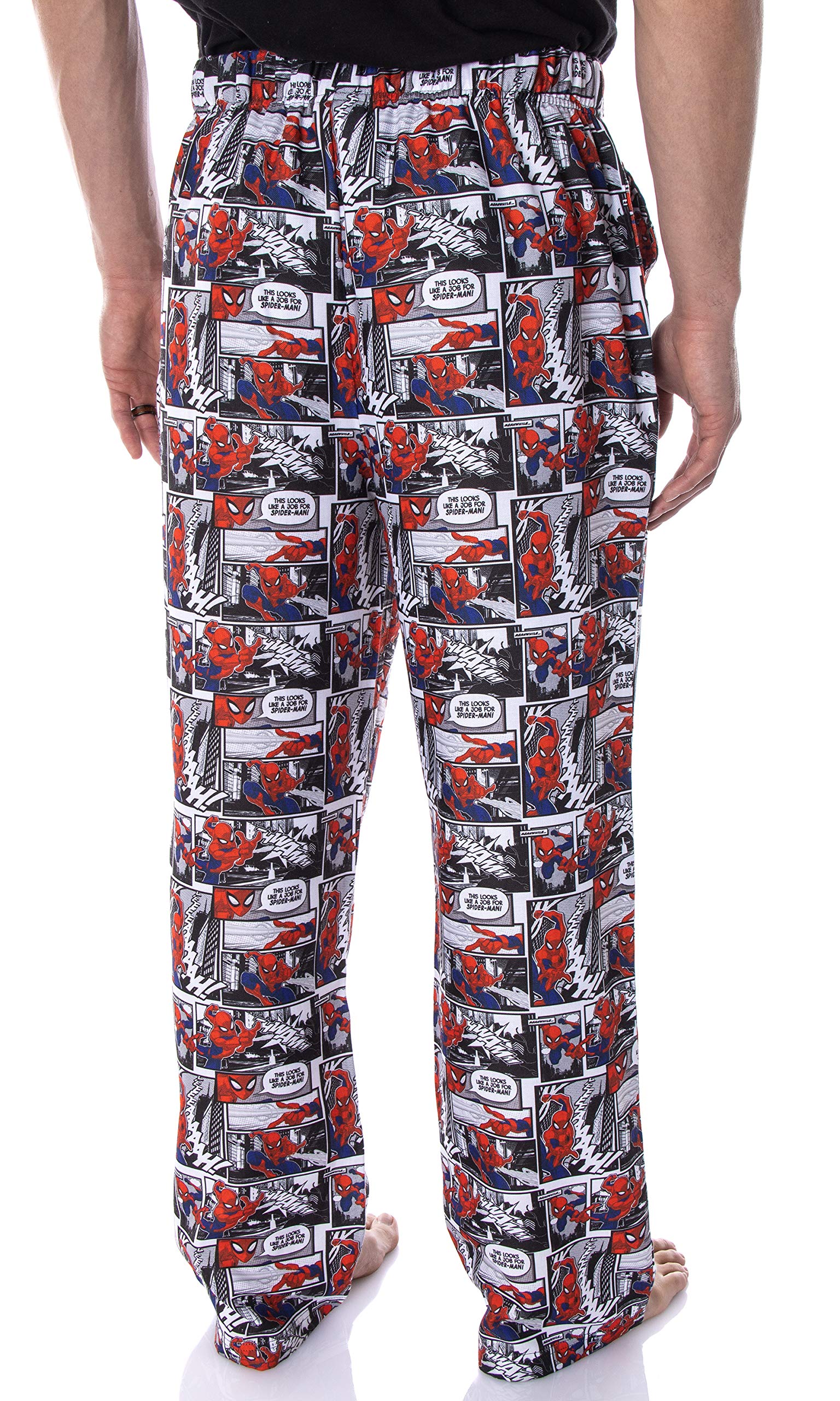 Marvel Men's Spiderman Web-Slinger Comic Print Pajama Pants - Superhero Lounge Sleepwear for Movie Nights & Comic Conventions