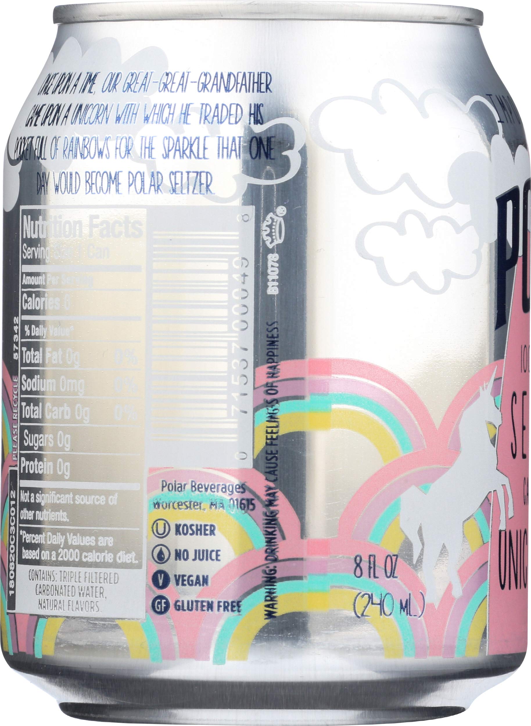 Polar Beverages Unicorn Kisses Seltzer Water - 8 Fl Oz (6 Pack) | Refreshing Sparkling Drink for Parties, Gifts & Healthy Hydration