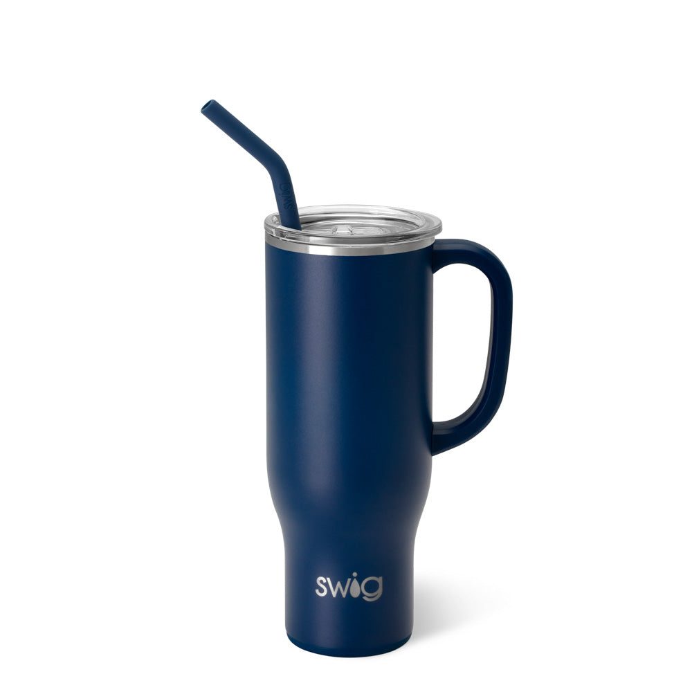 30oz Navy Mega Mug - Large Insulated Coffee Cup with Lid & Handle - Perfect for Home, Office, Camping & Travel