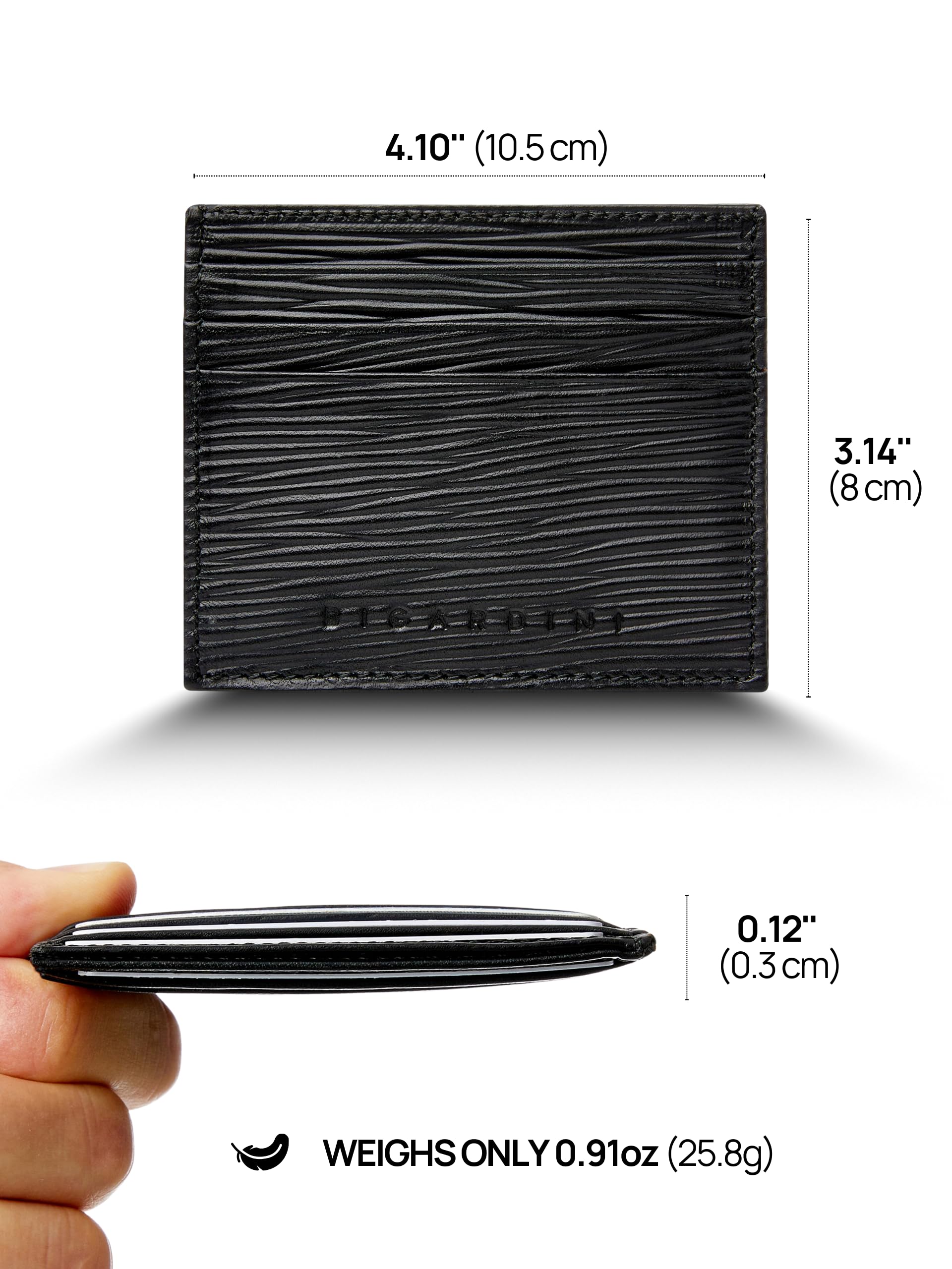 Slim Minimalist RFID Blocking Leather Card Wallet for Men & Women - Ultra Thin Credit Card Holder with Money Clip | Perfect for Travel, Business & Everyday Use (Black)
