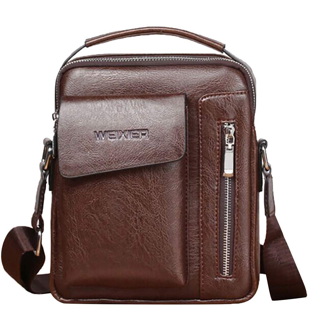 Vintage Leather Crossbody Bag for Men - Retro Shoulder Bag with Zipper, Perfect for Travel, Work & Everyday Use