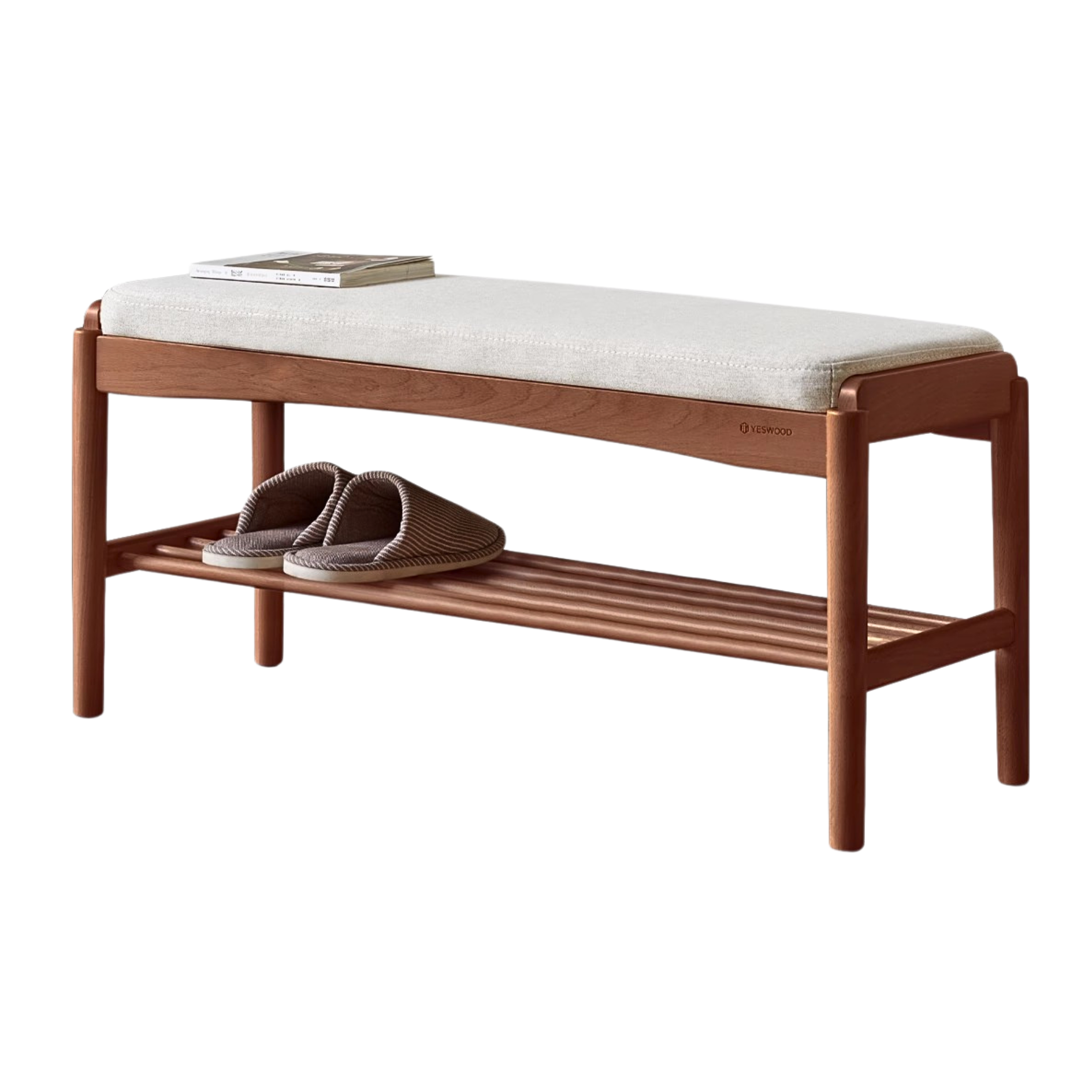 Solid Wood Shoe Storage Bench - Beech, Cherry, Walnut & Oak - Entryway Organizer for Home & Closet Storage