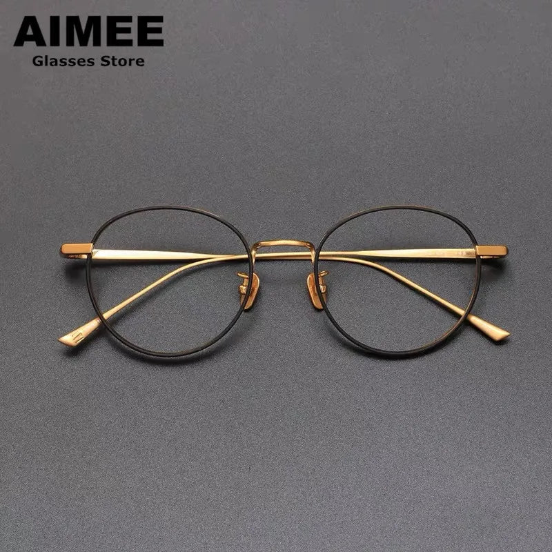 Aimee Unisex Full Rim Round Titanium Eyeglasses 7845 - Lightweight & Durable Frame for Men & Women - Perfect for Reading, Work & Everyday Use