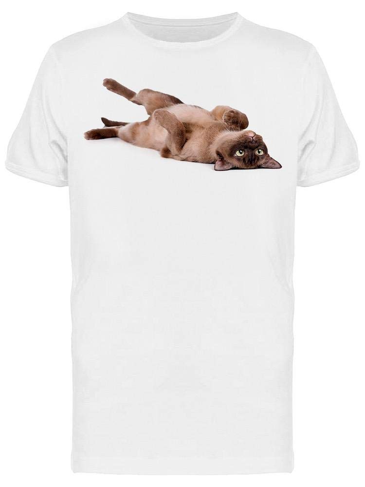 Playful Cat Lying On His Back Graphic T-Shirt for Men - Casual Cotton Tee for Cat Lovers, Everyday Wear & Funny Gift