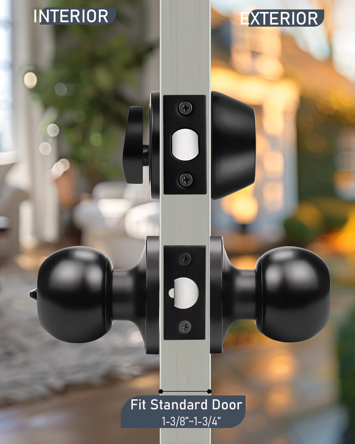 2 Pack Matte Black Entry Door Knob Lockset & Single Cylinder Deadbolt Combo Set - Keyed Alike Exterior Door Lock for Front Doors, Back Doors & Gates | Home Security, Apartment, Office & Commercial Use
