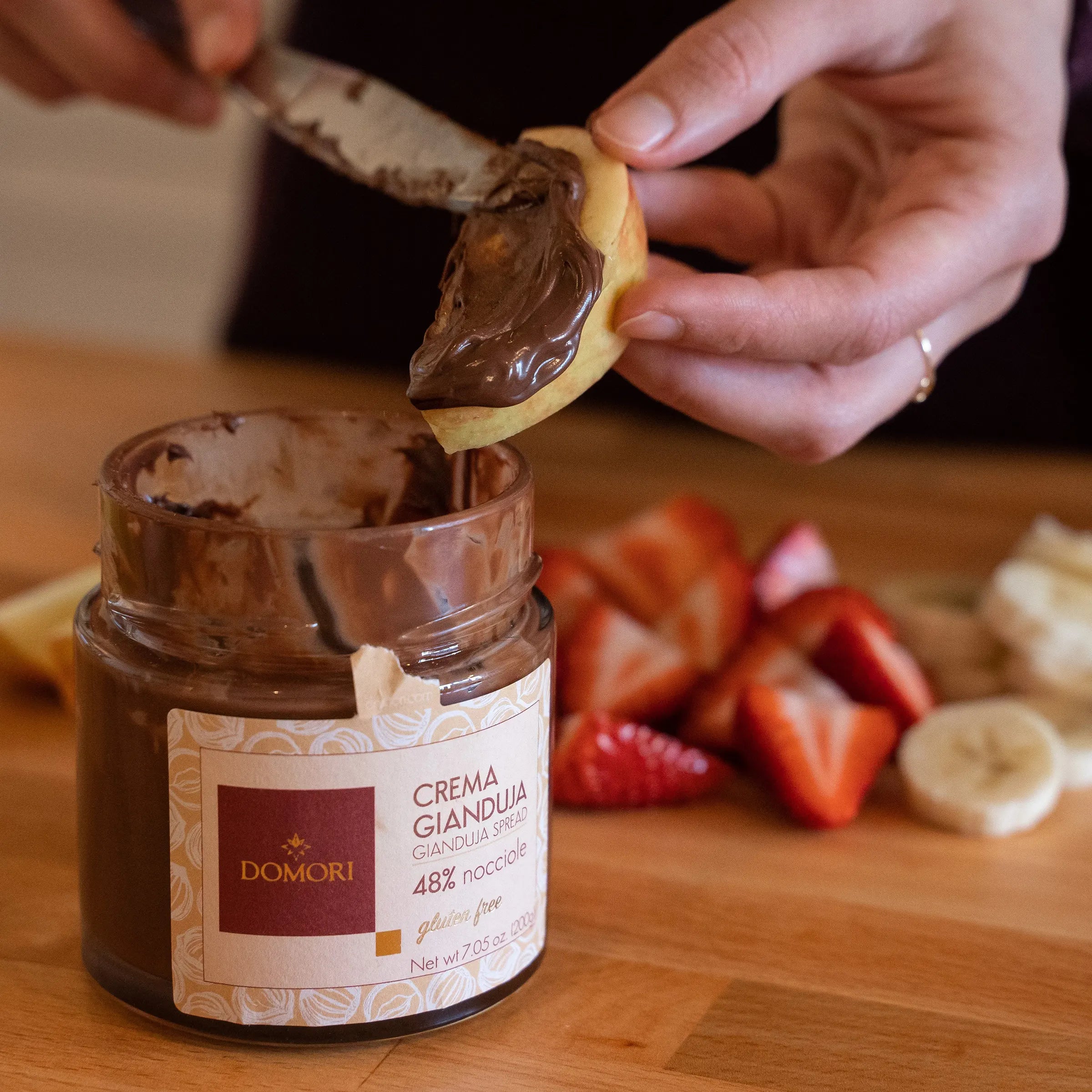 Domori Premium Gianduja Chocolate Hazelnut Spread - Delicious Italian Dessert Topping for Pancakes, Crepes & Toast