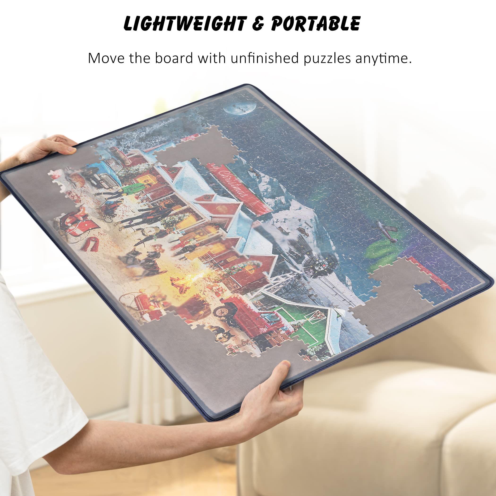 Premium Tektalk Jigsaw Puzzle Board with 6 Sorting Trays - Portable Puzzle Mat with Dustproof Cover for 1000-Piece Puzzles (30.7×20.9 Inches, Gray) - Non-Slip Surface for Easy Assembly & Storage - Perfect for Family Game Nights, Travel & Home Organization