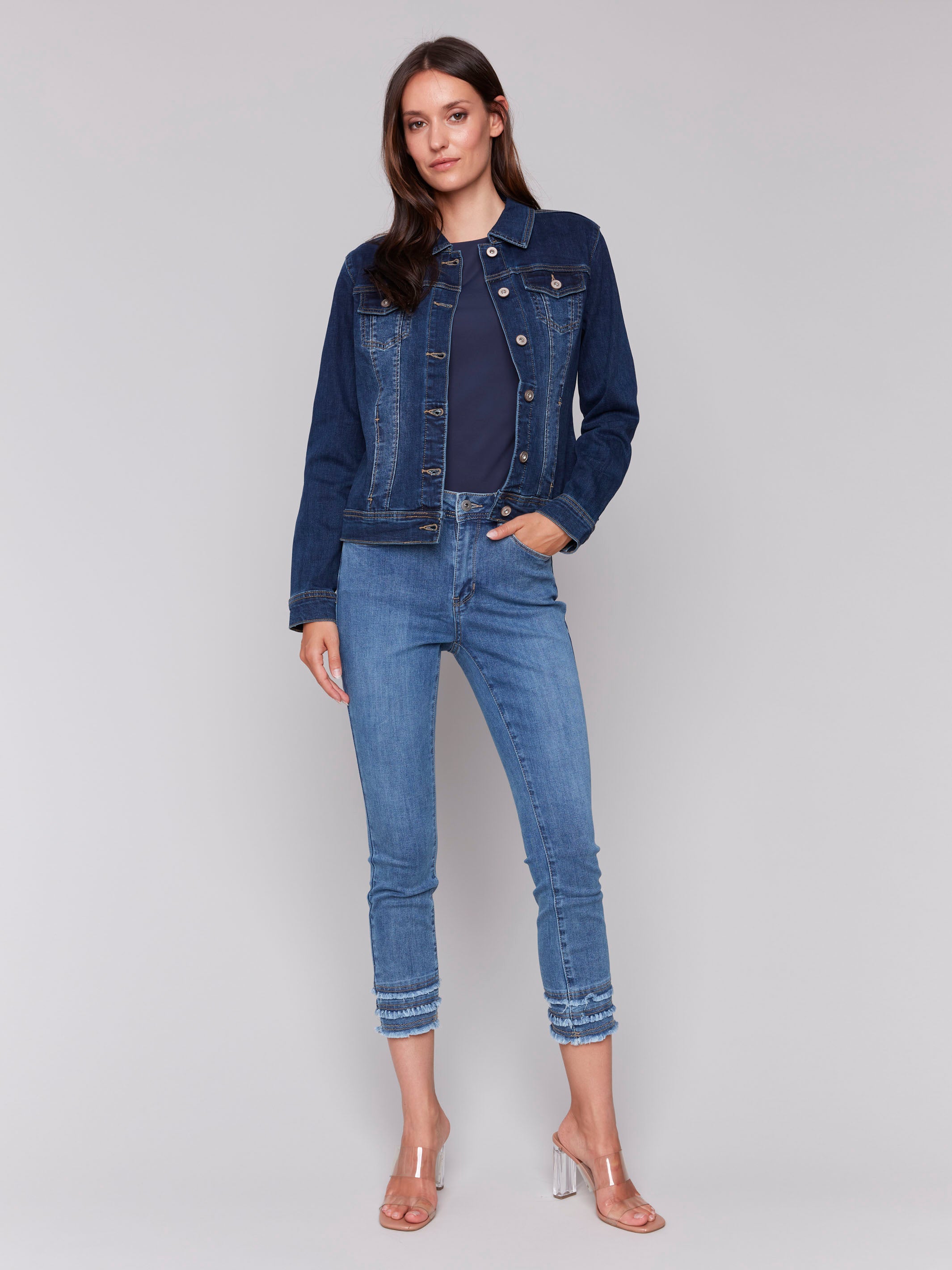 Stretch Denim Jacket for Women - Comfortable Indigo Blue Denim Coat | Perfect for Casual Outfits, Streetwear & Layering