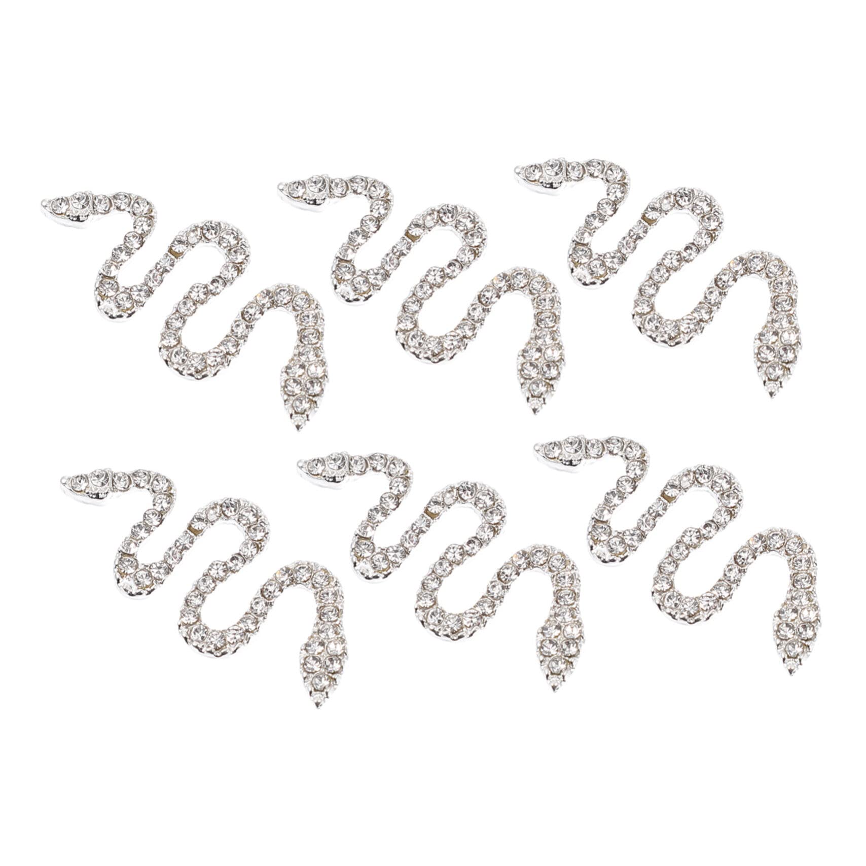 BIUDECO 6pcs 3D Snake Nail Art Charms - Gold Alloy Rhinestone Nail Decorations for Acrylic Nails, Manicure Jewelry Accessories | Perfect for Nail Salon, DIY Nail Art, Party & Special Occasion Nail Designs