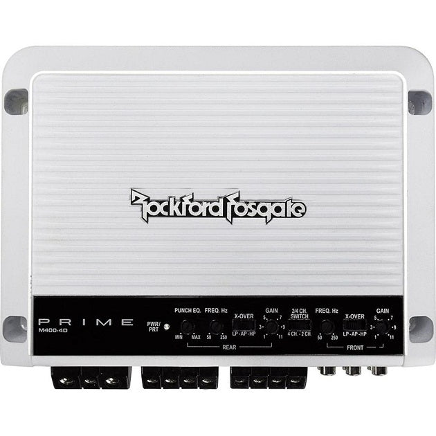 Rockford Fosgate M400-4D Marine Amplifier - 400W 4-Channel Waterproof Boat Audio System for Boats, Yachts & Marine Vehicles - Perfect for Outdoor Water Sports & Fishing Adventures