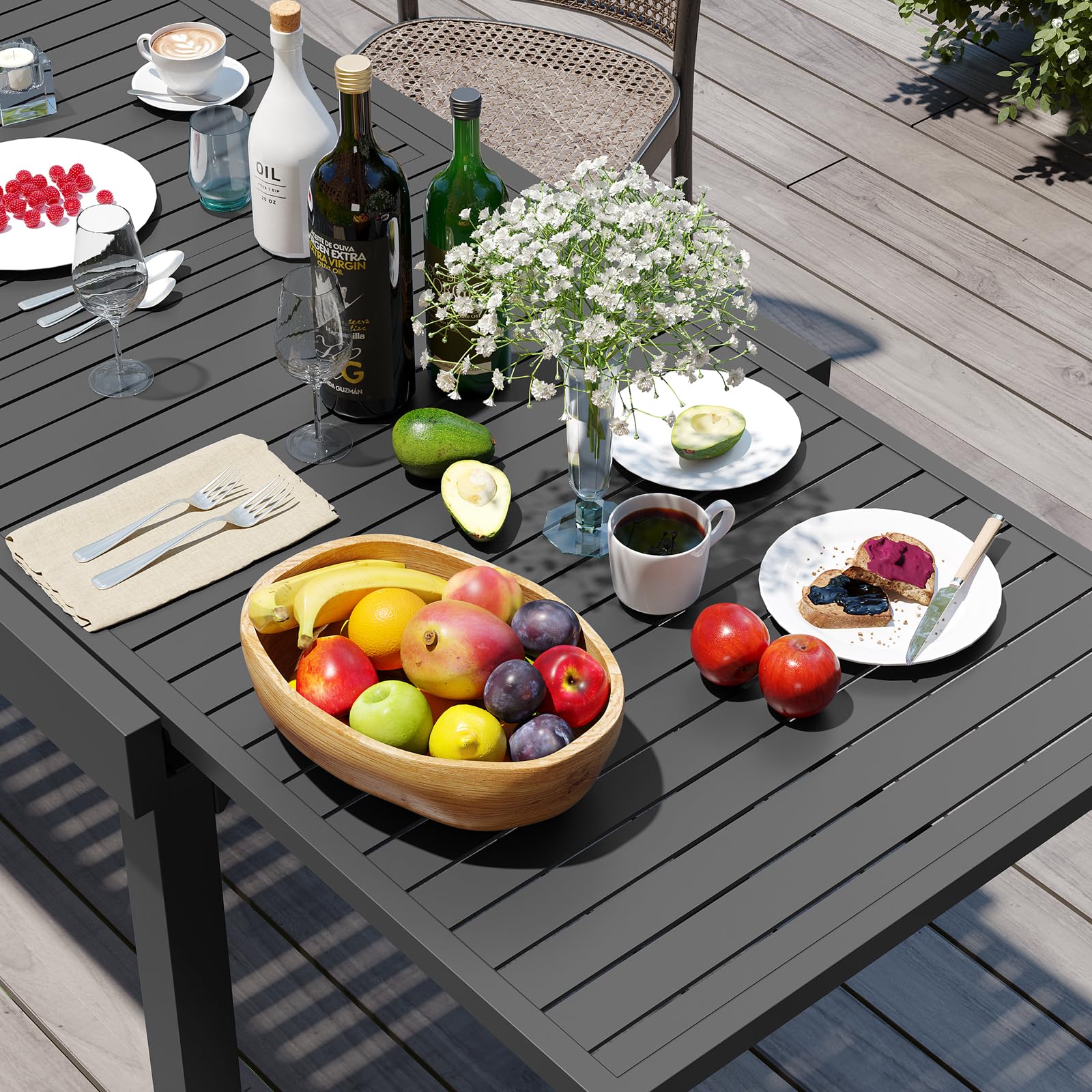 Modern Expandable Aluminum Outdoor Dining Table 42