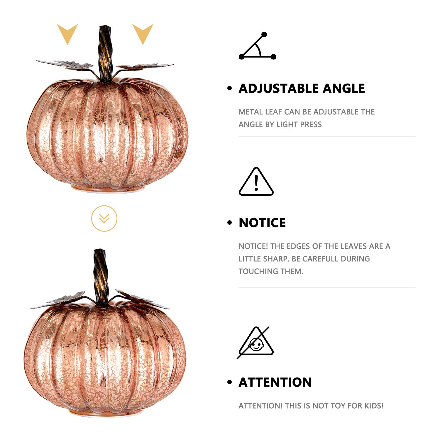 Mercury Glass Pumpkin Lights with Timer - 5.5 Inch Fall Decorations for Table Centerpieces, Halloween & Thanksgiving Home Decor | Perfect for Autumn Parties, Fireplace Mantels & Porch Displays