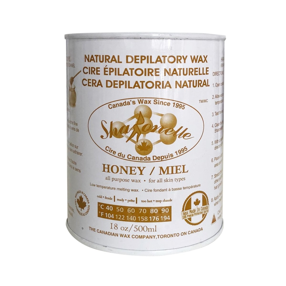 Sharonelle All-Purpose Natural Hair Removal Wax - 500ml (18OZ) for Legs, Arms, Bikini & Face - Easy At-Home Waxing Kit for Smooth Skin