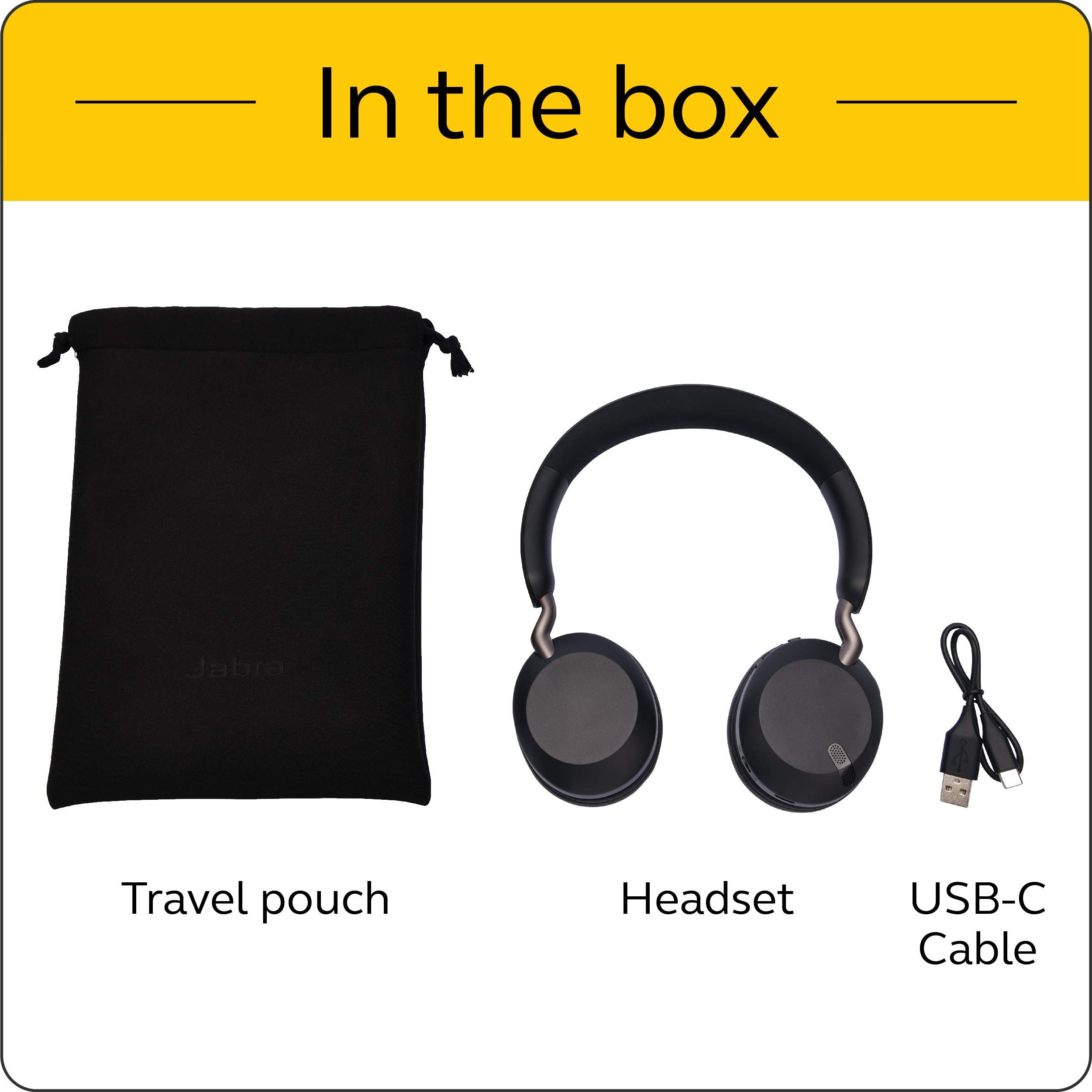 Jabra Elite 45h Wireless On-Ear Headphones – 50H Battery Life, 40mm Speakers, Foldable Lightweight Design – Titanium Black (Renewed) – Perfect for Travel, Work & Music Lovers