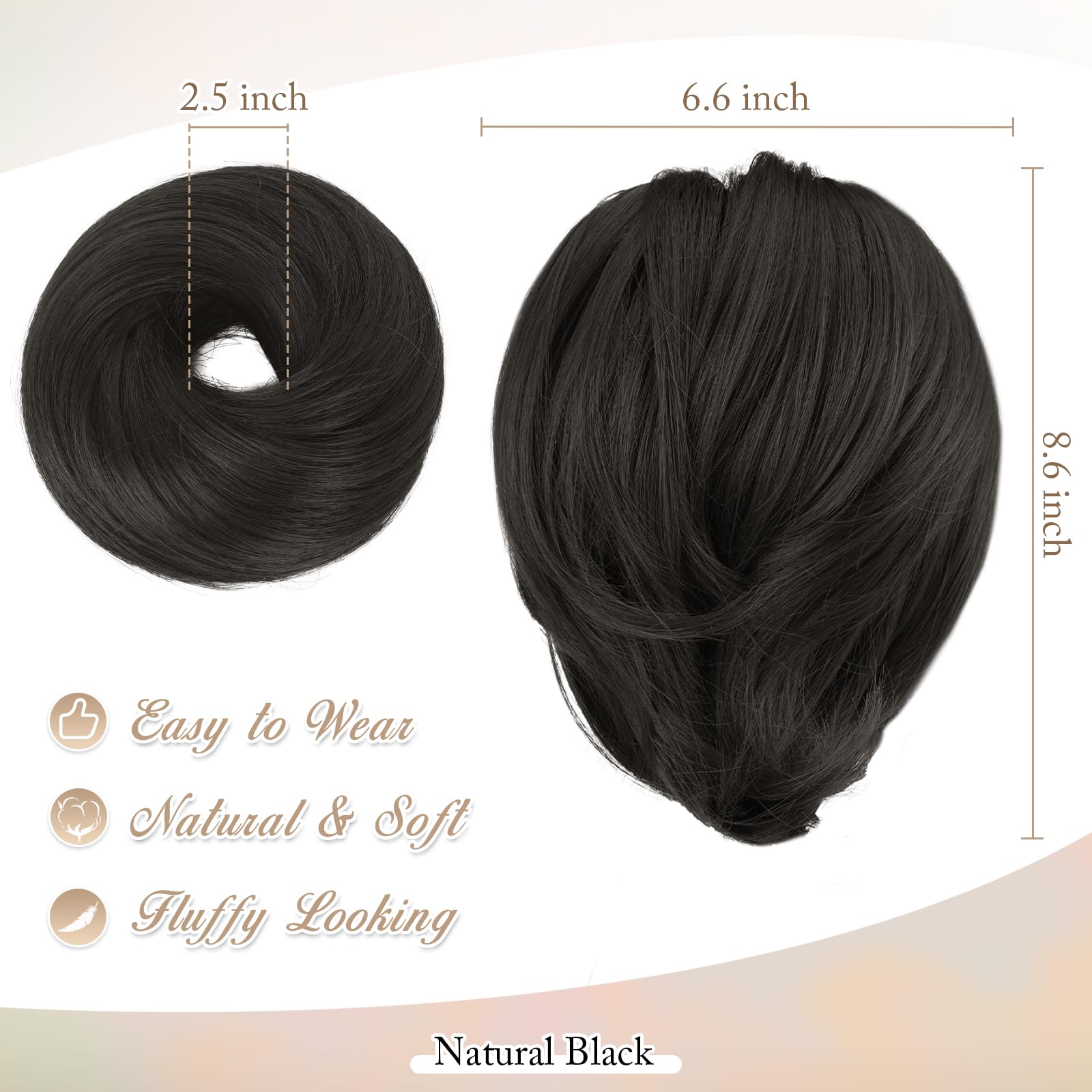 Straight Hair Bun Ponytail Extension - Elastic Scrunchie Hair Tie for Women | Perfect for Workout, Office & Everyday Hairstyles