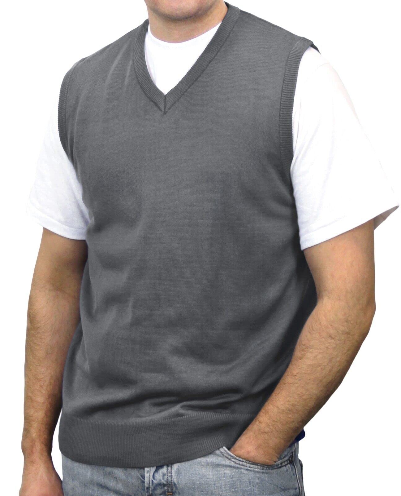 Big and Tall Classic Sweater Vest for Men - Warm Knit Waistcoat for Business Casual & Winter Layering