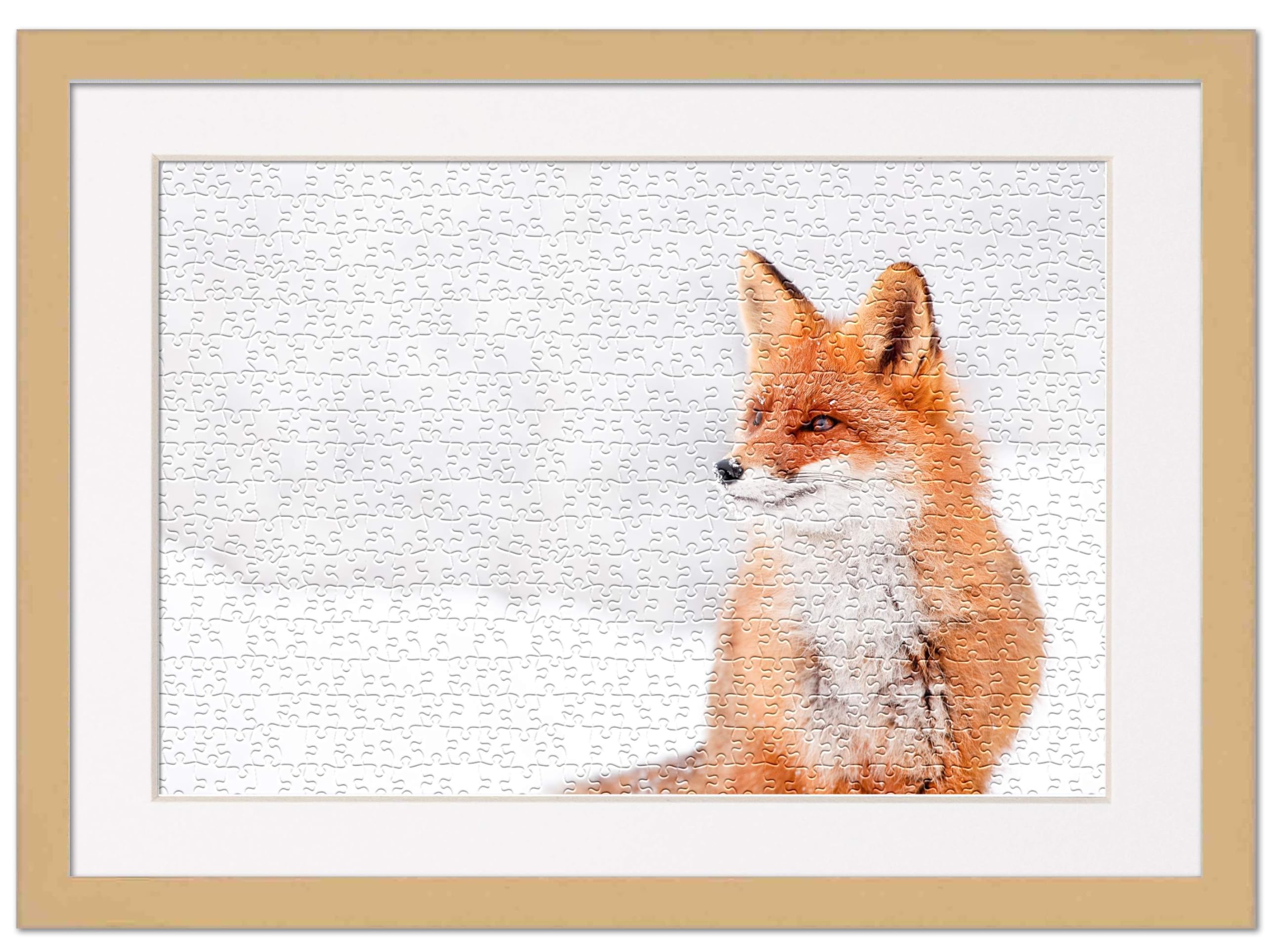 16x20 Jigsaw Puzzle Frame Kit with Puzzle Glue Sheets - Brown Wood Frame with White Mat, UV Acrylic & Hanging Hardware - Perfect for Displaying Finished Puzzles in Living Rooms, Bedrooms or Offices