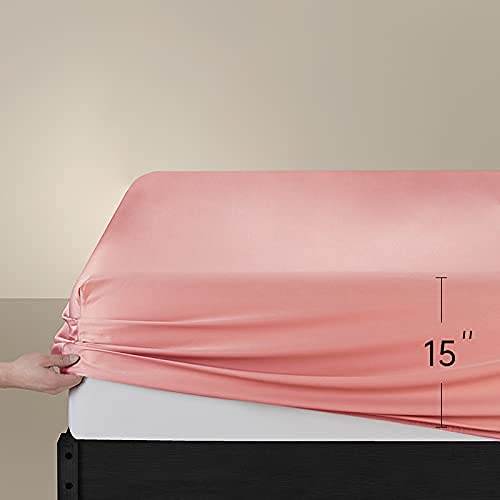 800TC 100% Pima Cotton Deep Pocket Fitted Sheet - Queen Size, Modilan Pink | Ultra Soft Luxury Bedding for Hotel-Style Comfort at Home