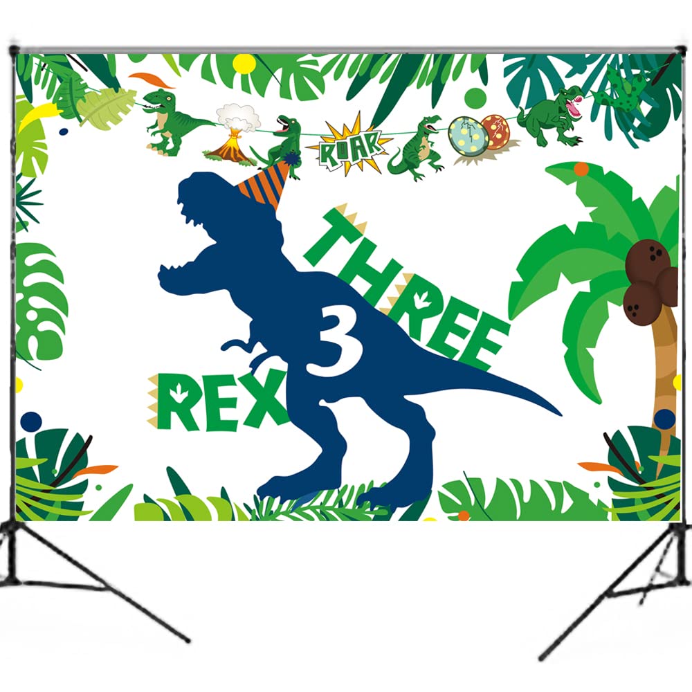 Dinosaur 3rd Birthday Party Decorations - T-Rex Themed Backdrop, Supplies for Boys | Perfect for 3 Year Old Dino Birthday, Jurassic Theme Party & Kids Room Decor