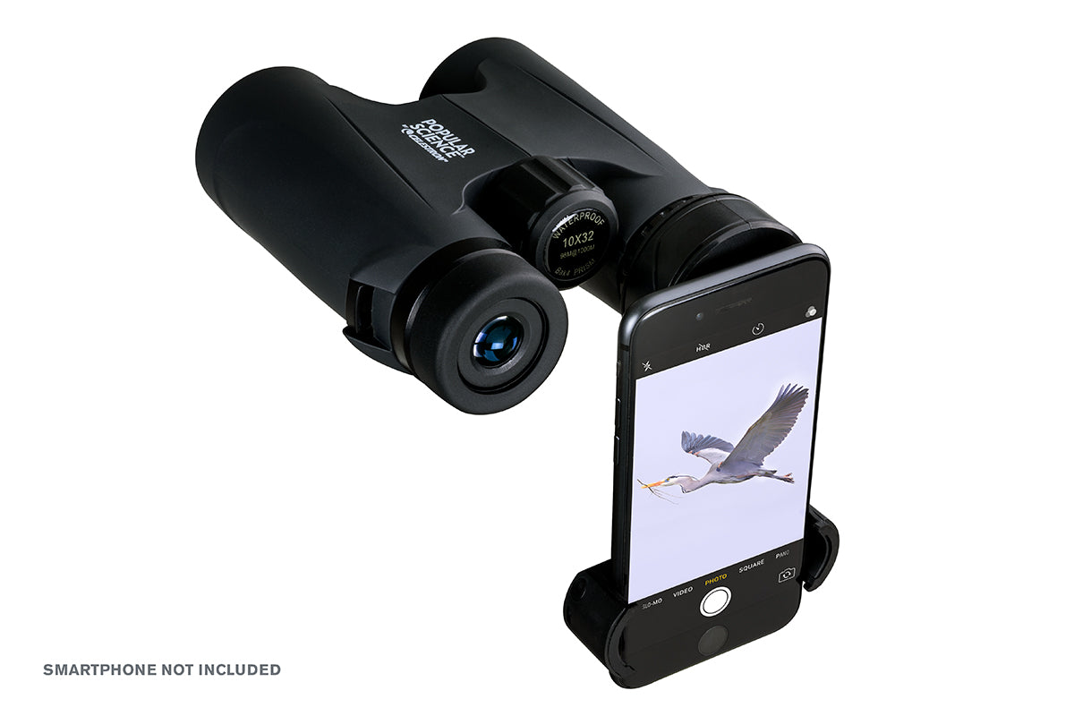 Celestron Outland X 10x32mm Roof Prism Binoculars with Smartphone Adapter & Bluetooth Remote - Compact Waterproof Binoculars for Bird Watching, Hiking, Concerts, and Outdoor Adventures