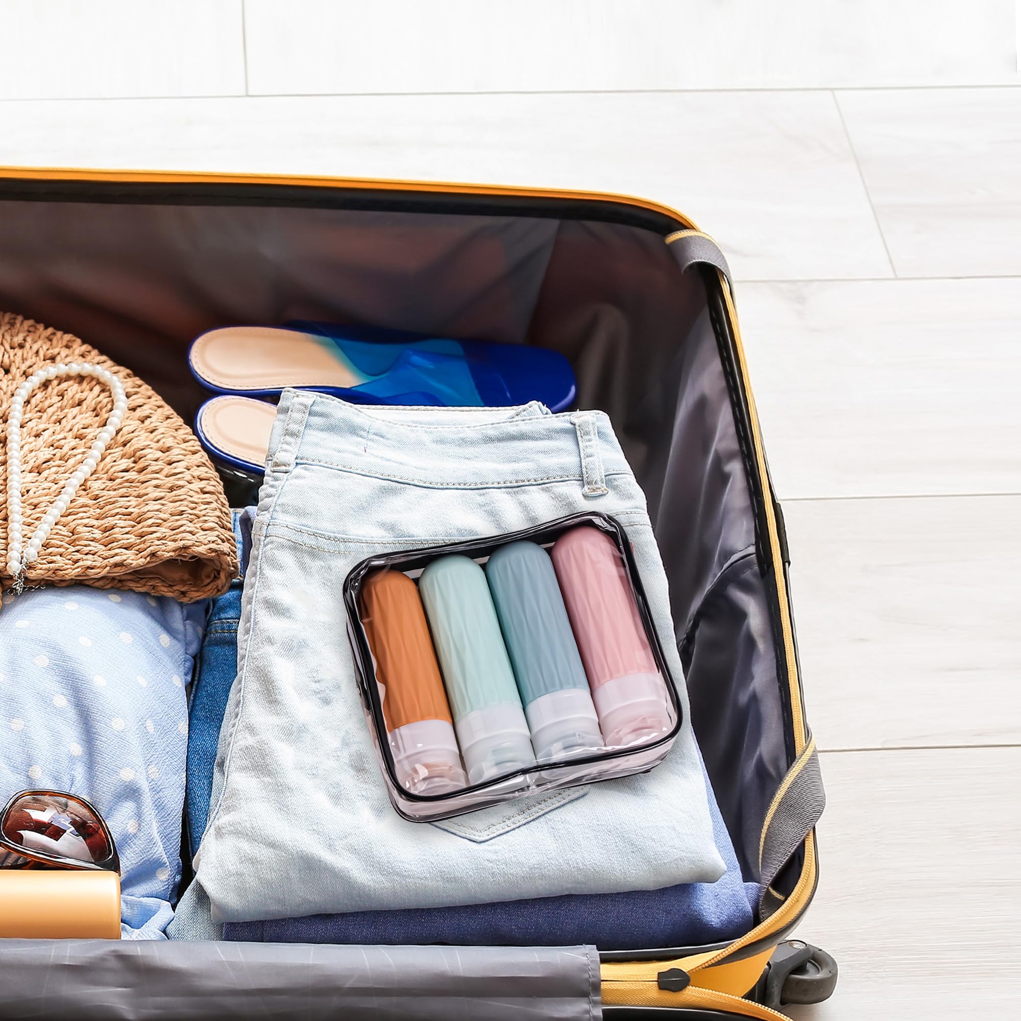 TSA Approved 3oz Travel Bottles for Toiletries - Leakproof & Refillable Silicone Containers for Shampoo, Conditioner & Cosmetics (Colorful Set) - Perfect for Air Travel, Gym & Vacation Essentials