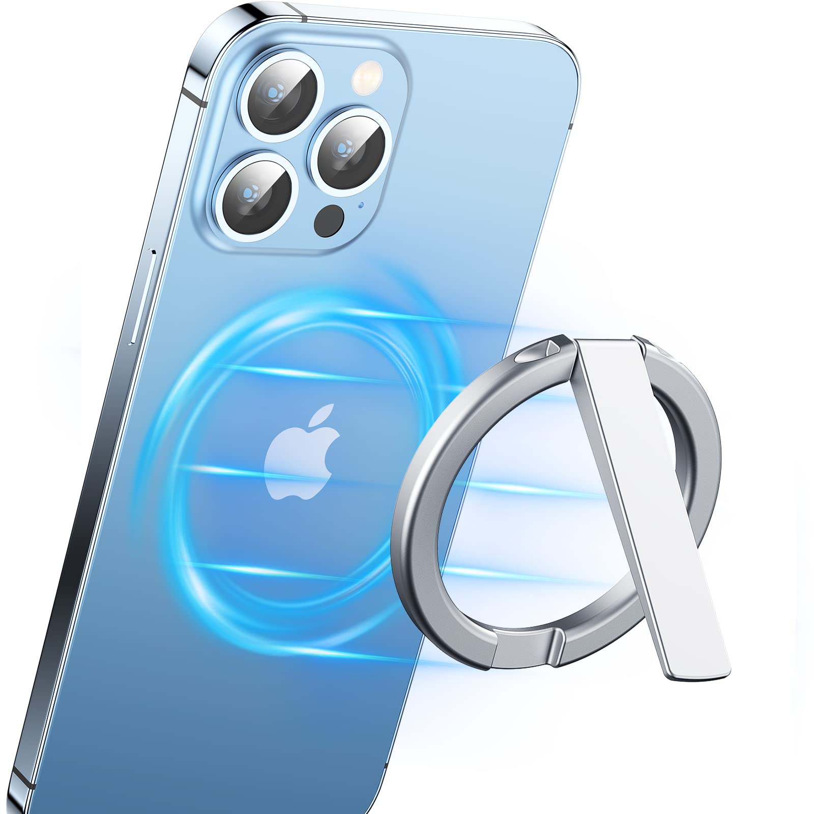 FACBINY Magnetic Phone Stand for iPhone 12/13/14/15 Series - Removable Magsafe Compatible Kickstand with Adjustable Angle (Stardust Silver) - Perfect for Watching Videos, Video Calls & Hands-Free Use