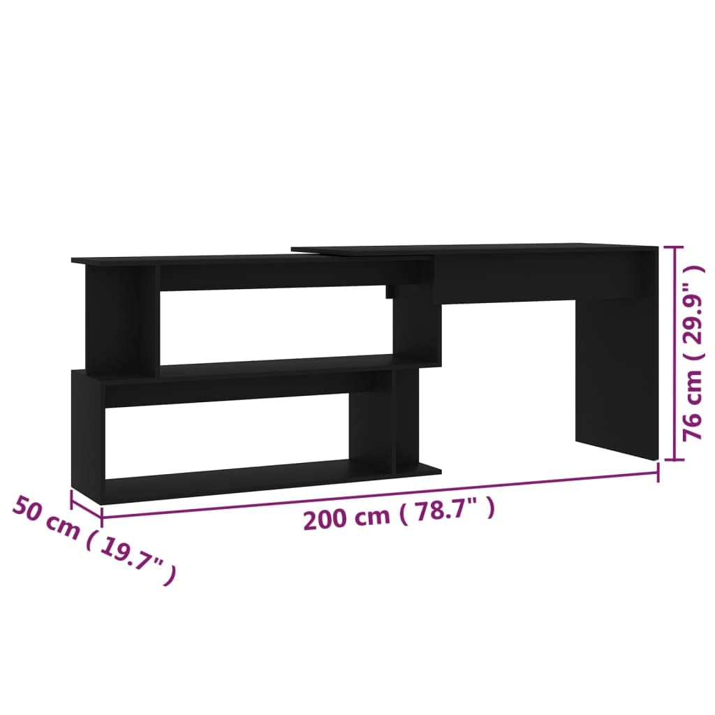 vidaXL Black Corner Desk 47.2