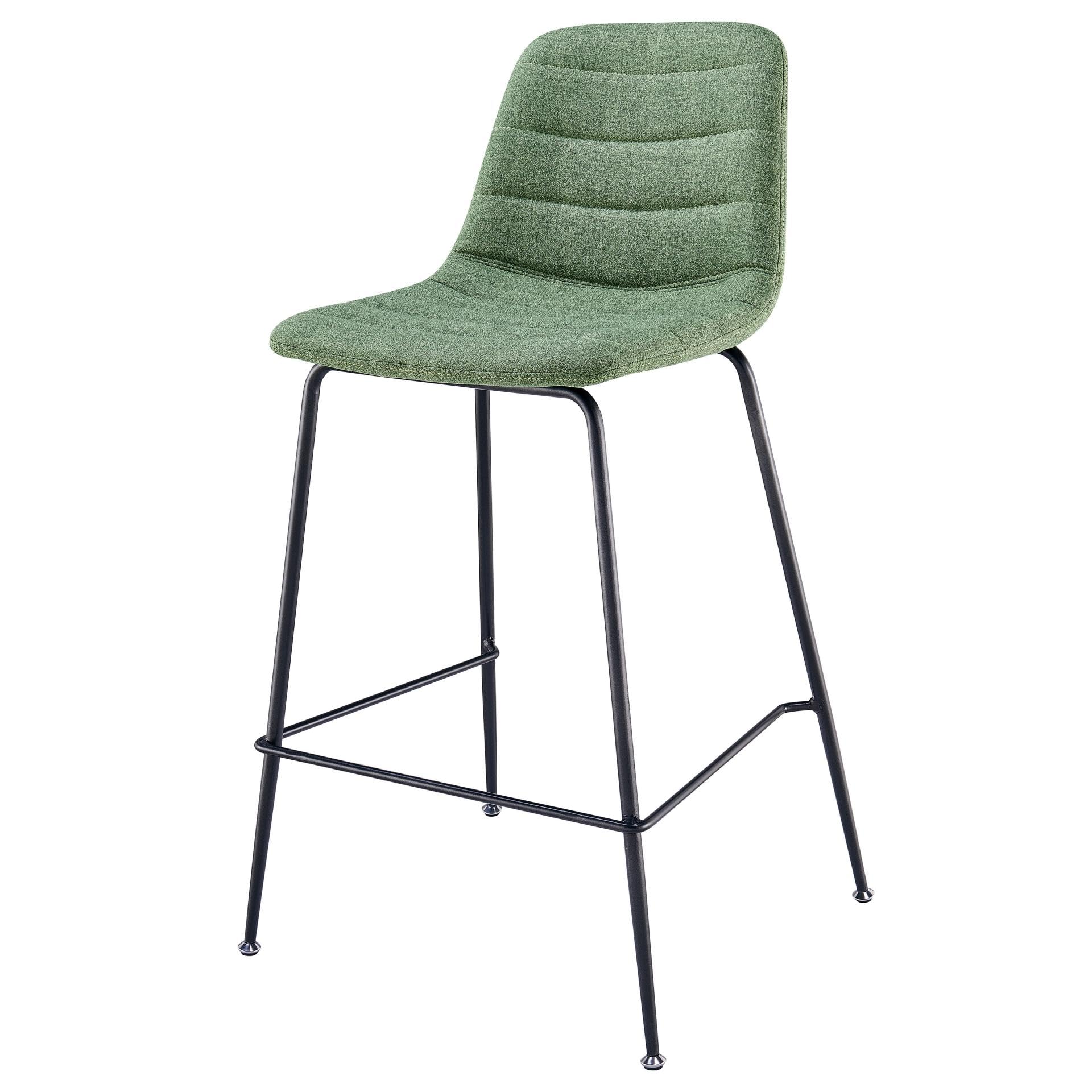 Caleb Fabric Counter Stool - Modern Kitchen Bar Stools with Penta Green Upholstery, Comfortable Swivel Seat for Home, Restaurant & Cafe Use