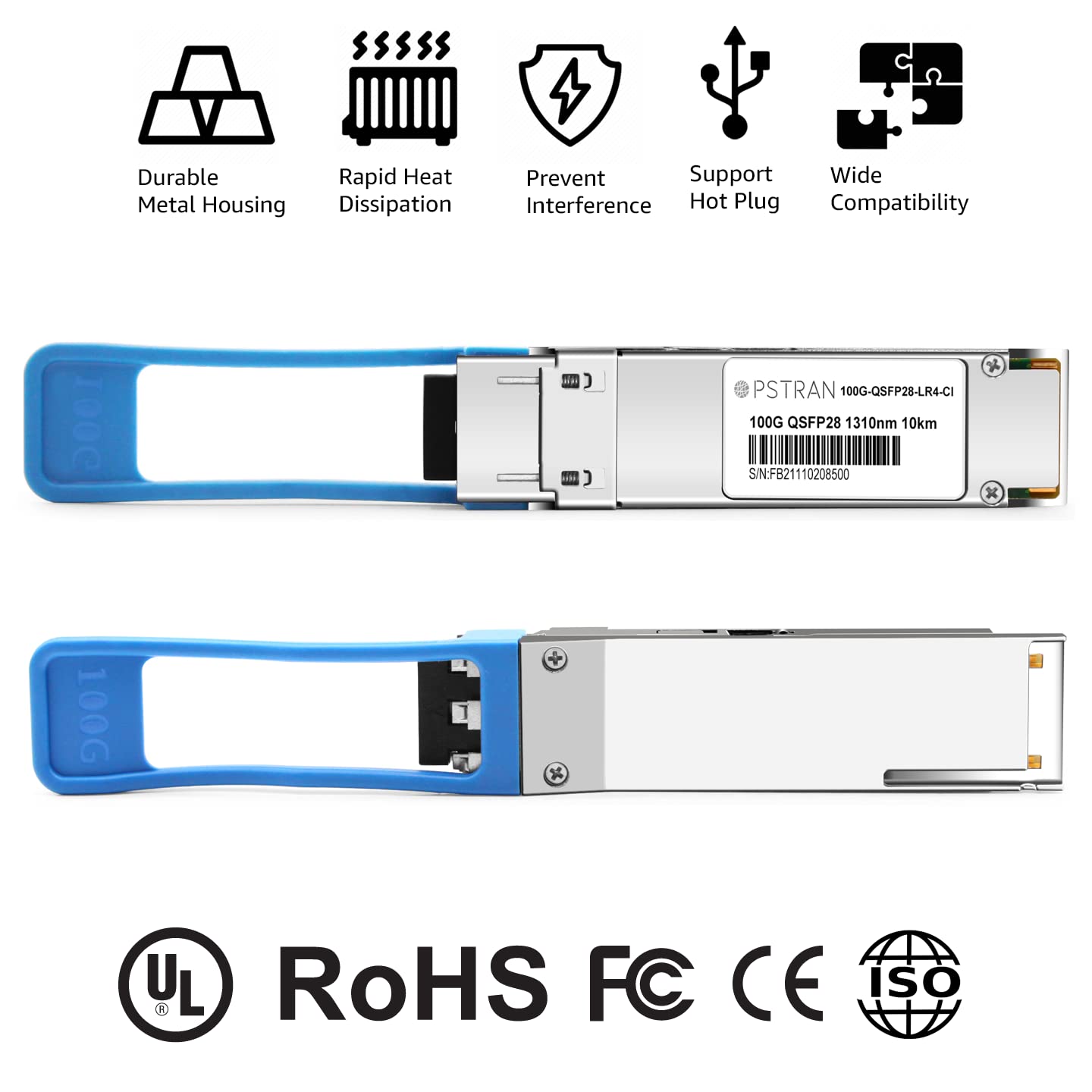 100G QSFP28 LR4 Optical Transceiver Module - 100GBASE-LR4 Compatible with Cisco QSFP-100G-LR4-S & Meraki MA-QSFP-100G-LR4 - 1310nm 10km DDM Duplex LC SMF - Ideal for Data Centers & High-Speed Networking