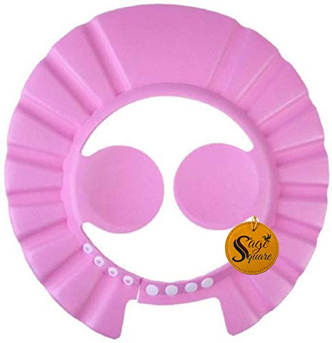 Sage Square Adjustable Baby Shower Cap with Ear Protector - Soft & Safe Bathing Cap for Infants (Blue, Pink, Yellow, 3-Pack) | Perfect for Gentle Hair Washing, Bath Time & Toddler Care