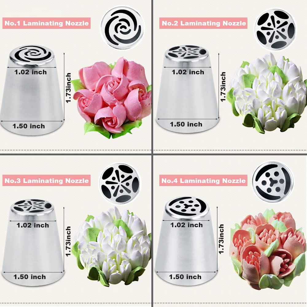 Suuker Russian Piping Tips Set - 7 Piece Stainless Steel Cupcake Decorating Kit with Flower Shaped Frosting Nozzles | Professional Baking Tools for Cakes, Cookies & Pastry Decor | Perfect for Birthday Parties, Wedding Cakes & Home Baking