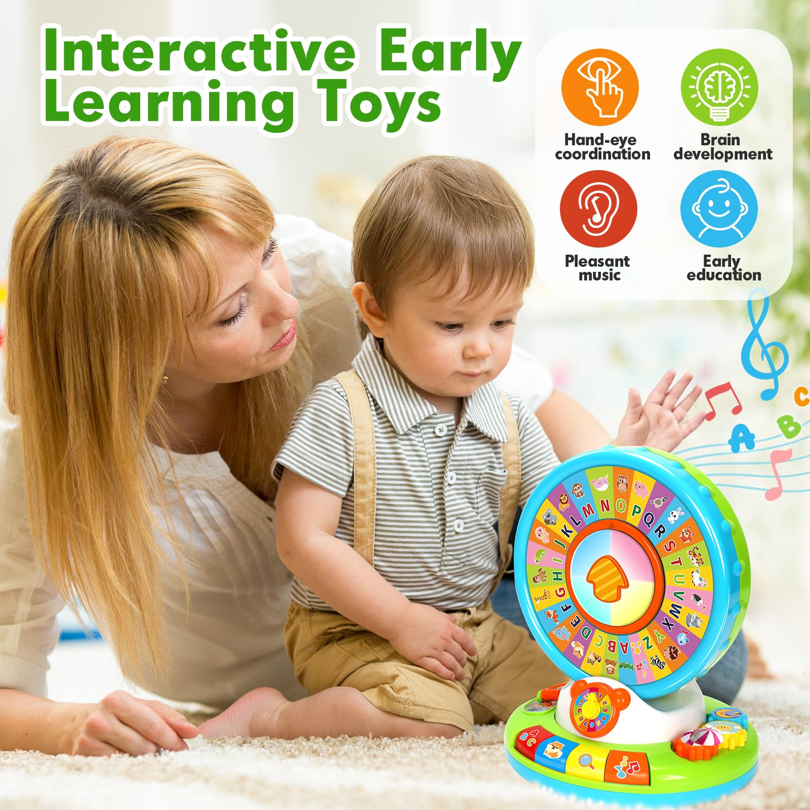 Musical Alphabet Zoo Toy for Toddlers 1-3 Years - Learning Gift for Boys & Girls - Perfect for Birthday & Christmas