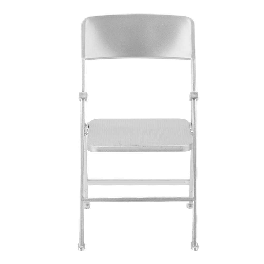 1/6 Scale Dollhouse Folding Chair - Miniature Foldable Silver Chair for Doll Accessories, Photography & Scene Shooting | Perfect for Dollhouse Displays, Toy Photography & Collectible Scenes