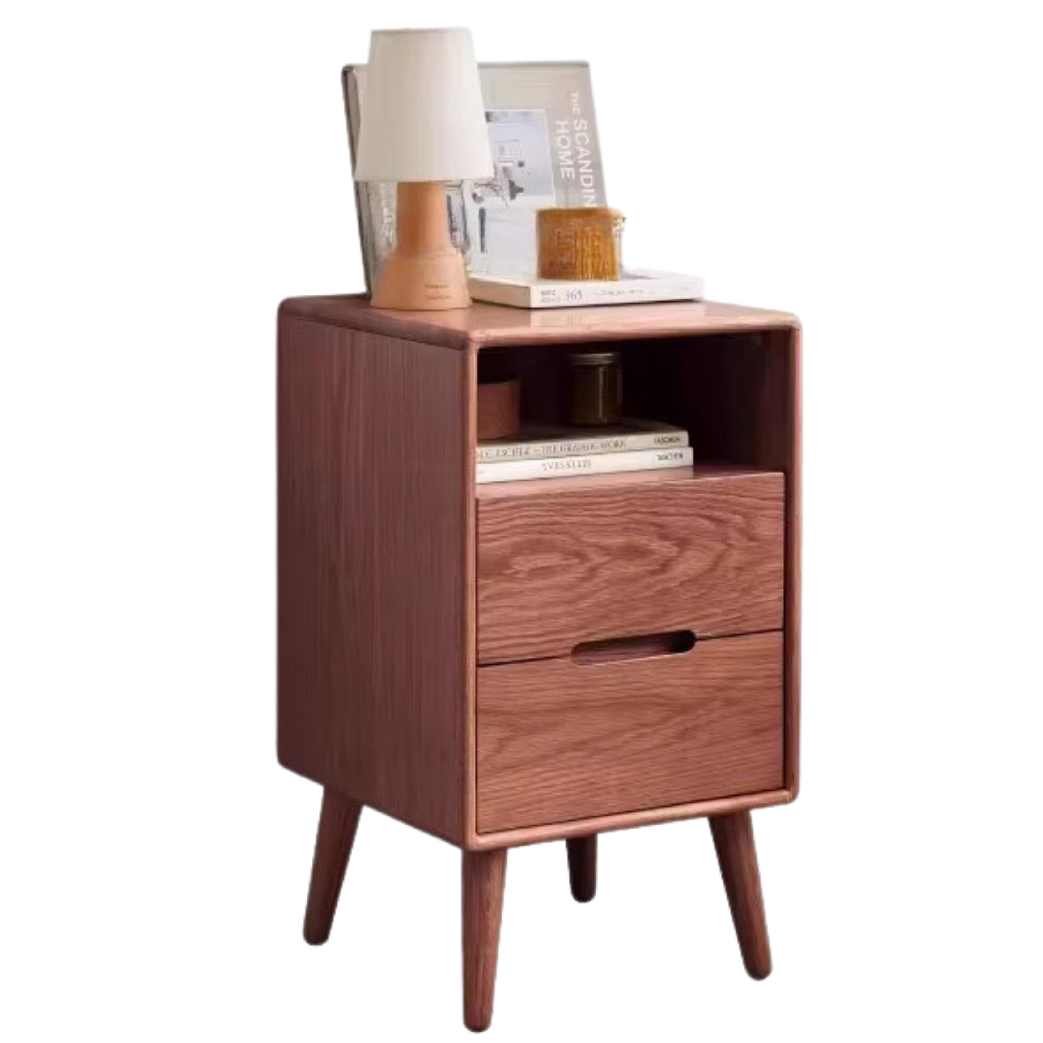 Solid Wood Ultra Narrow Nightstand - Oak, Rubber, Cherry - Perfect for Small Bedrooms, Apartments & Tight Spaces
