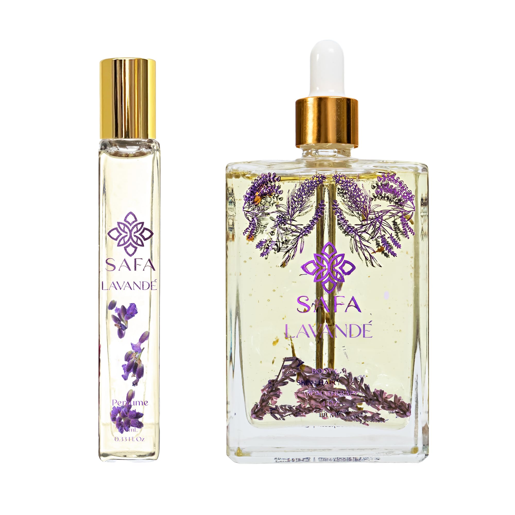 Lavender Essential Oil & Perfume Roller Set - Natural Skin Care for Face, Hair & Nails - Aromatherapy Relaxation Gift Set - Perfect for Stress Relief, Massage & Home Spa