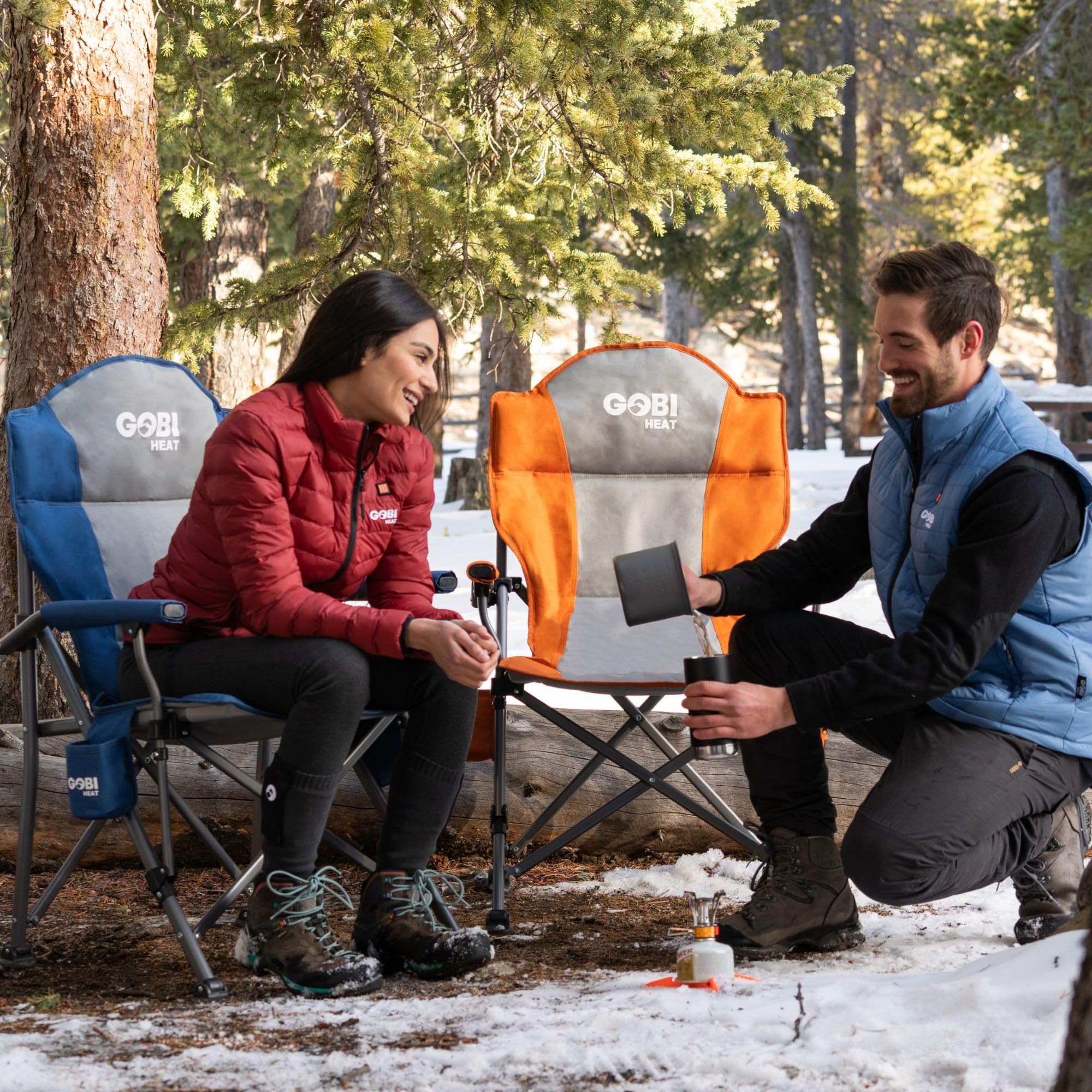 Gobi Heat - Portable Heated Camping Chair with 3 Adjustable Settings - Outdoor Folding Chair for Winter Camping, Hunting, and Backpacking - Essential Gear for Cold Weather Adventures (Slate)