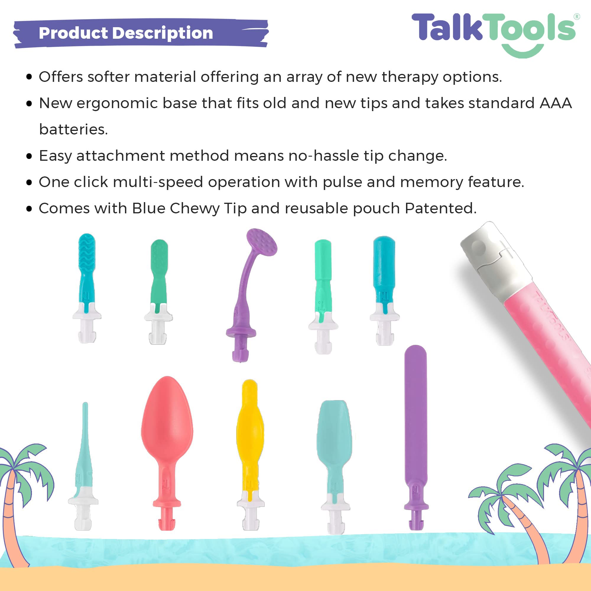 TalkTools Sensi Kit & 10 Jaw Tips - Sensory Therapy Tools for Speech and Feeding Development, Autism & ADHD Sensory Products, Speech Therapy Gifts for Kids with Special Needs (Pink) - Ideal for Home Therapy, Classroom Use, and Early Childhood Development