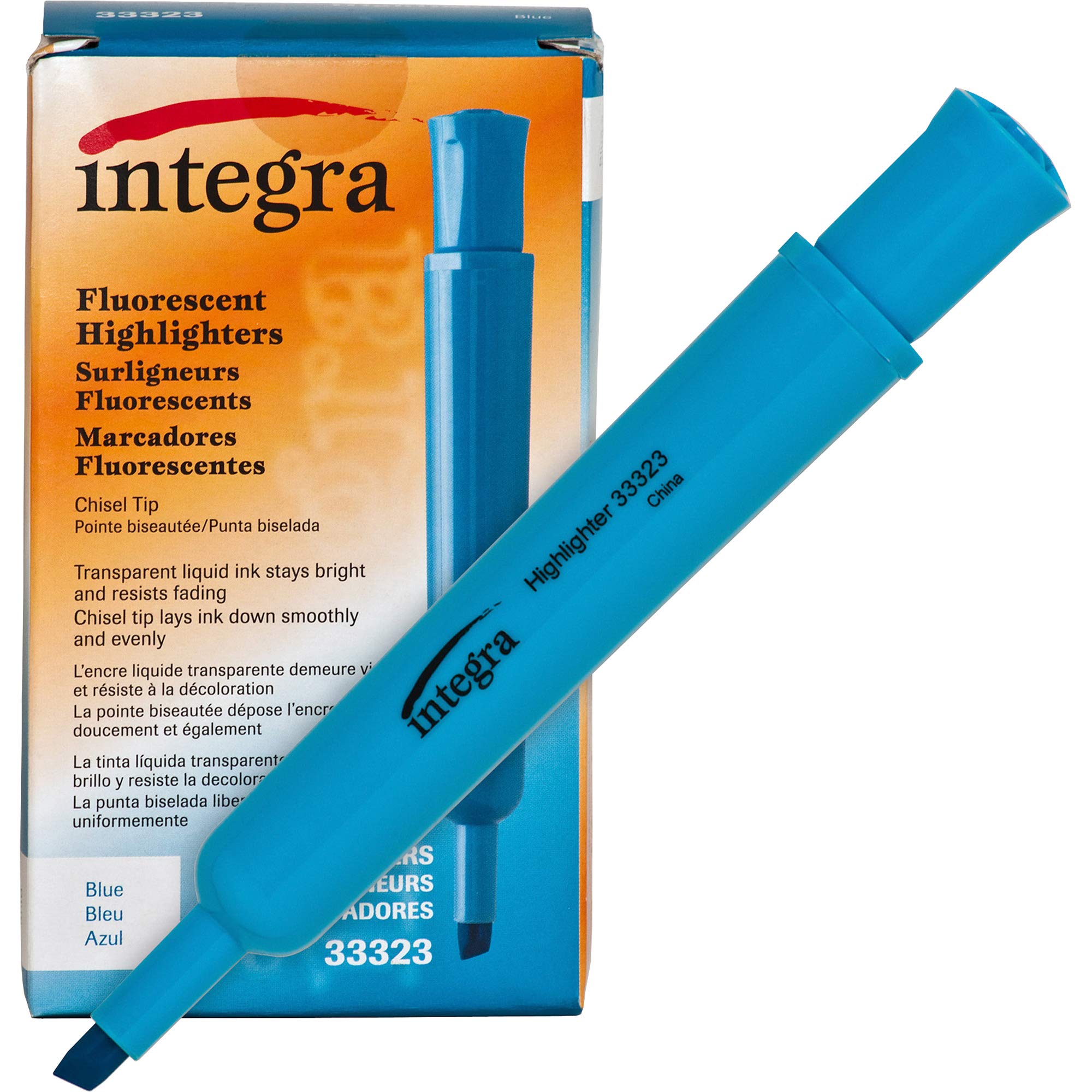 Chisel Tip Desk Highlighter - Fluorescent Blue Marker for Office, School & Study Notes (ITA33323) - Perfect for Organizing, Underlining & Color Coding Documents