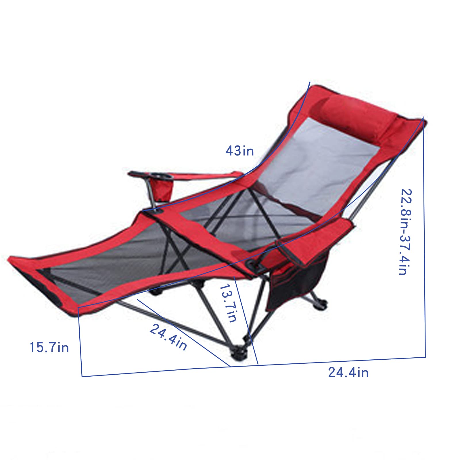 **Portable Folding Camping Lounge Chair with Adjustable Footrest & Headrest - Lightweight Recliner with Storage Bag & Backpack - Perfect for Outdoor Camping, Beach, Picnics, and Backyard Relaxation**