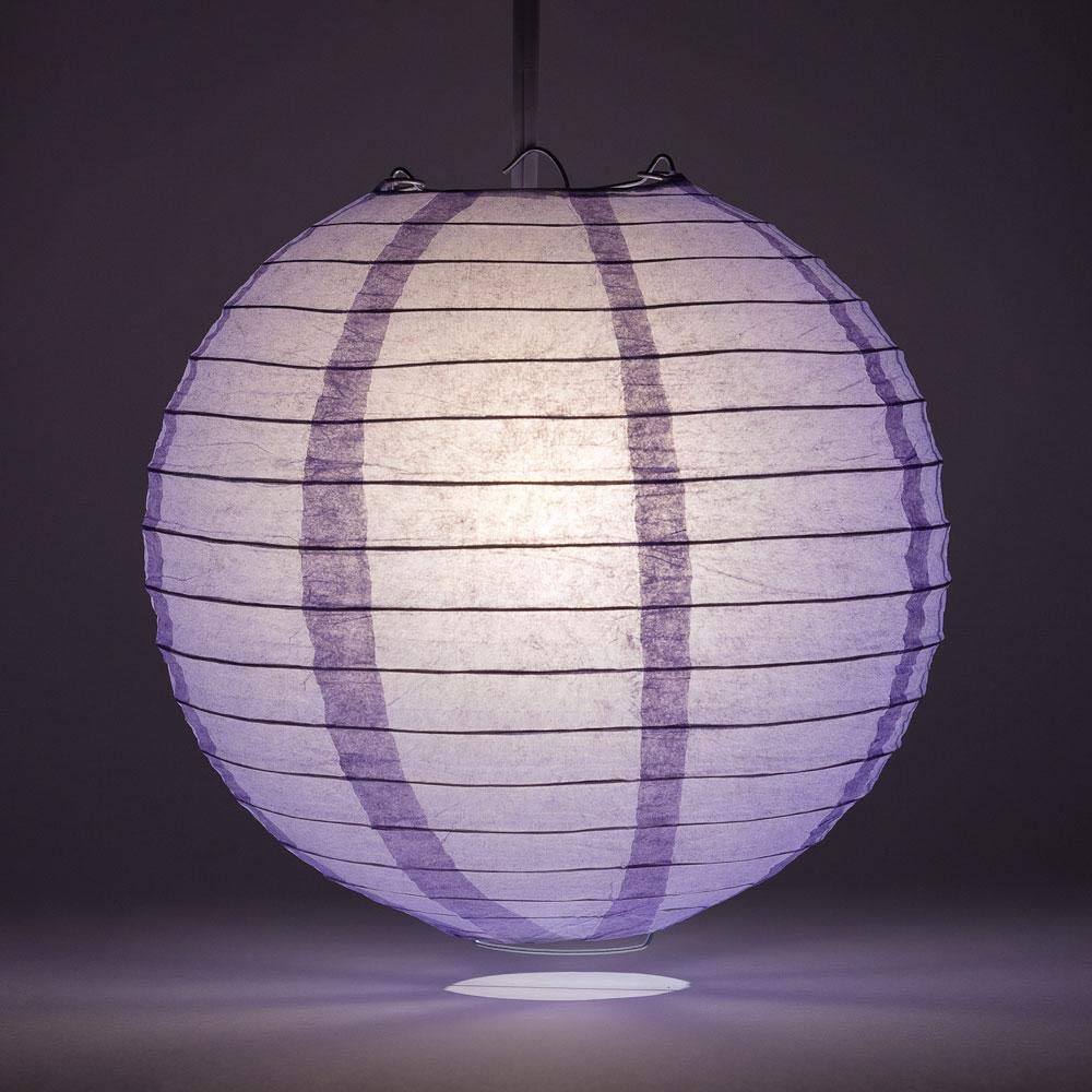 Quasimoon 10-Inch Lavender Round Paper Lantern - Decorative Wedding & Party Lighting Decor, Home Accent with Even Ribbing (Lighting Optional) - Perfect for Indoor Events, Garden Parties & Bedroom Decor