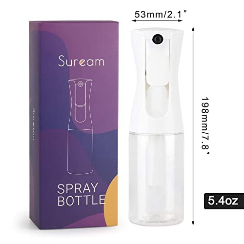 Suream 5.4oz/160ml Continuous Fine Mist Spray Bottle for Curly Hair & Plants - Perfect for Hair Styling, Skincare, Gardening & Travel Use
