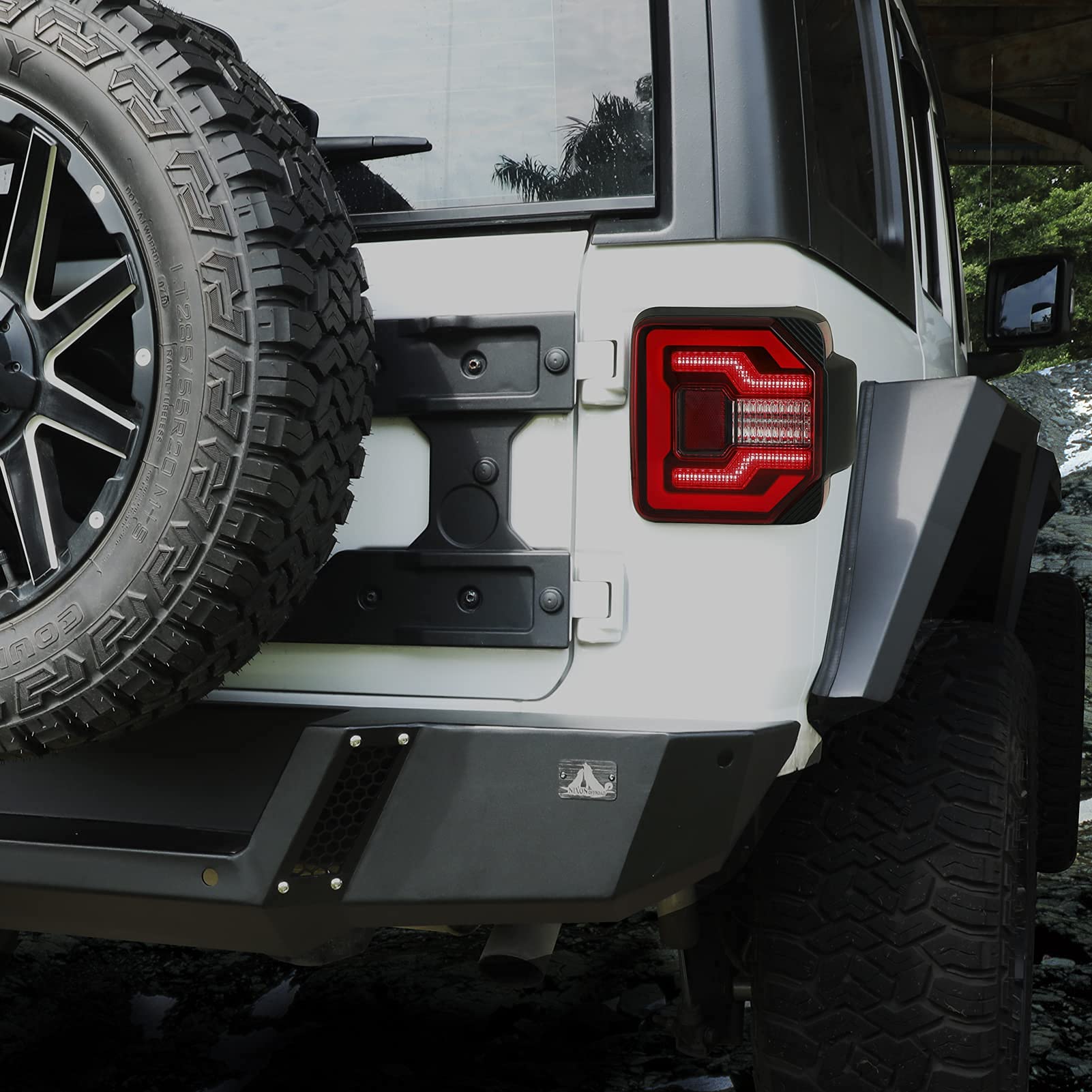 WolfX LED Tail Lights for Jeep Wrangler JL 2018-2021 - Sequential Turn Signals & Fiber Optic DRL (Clear Lens) - Enhanced Visibility & Style for Off-Road Adventures & Night Driving