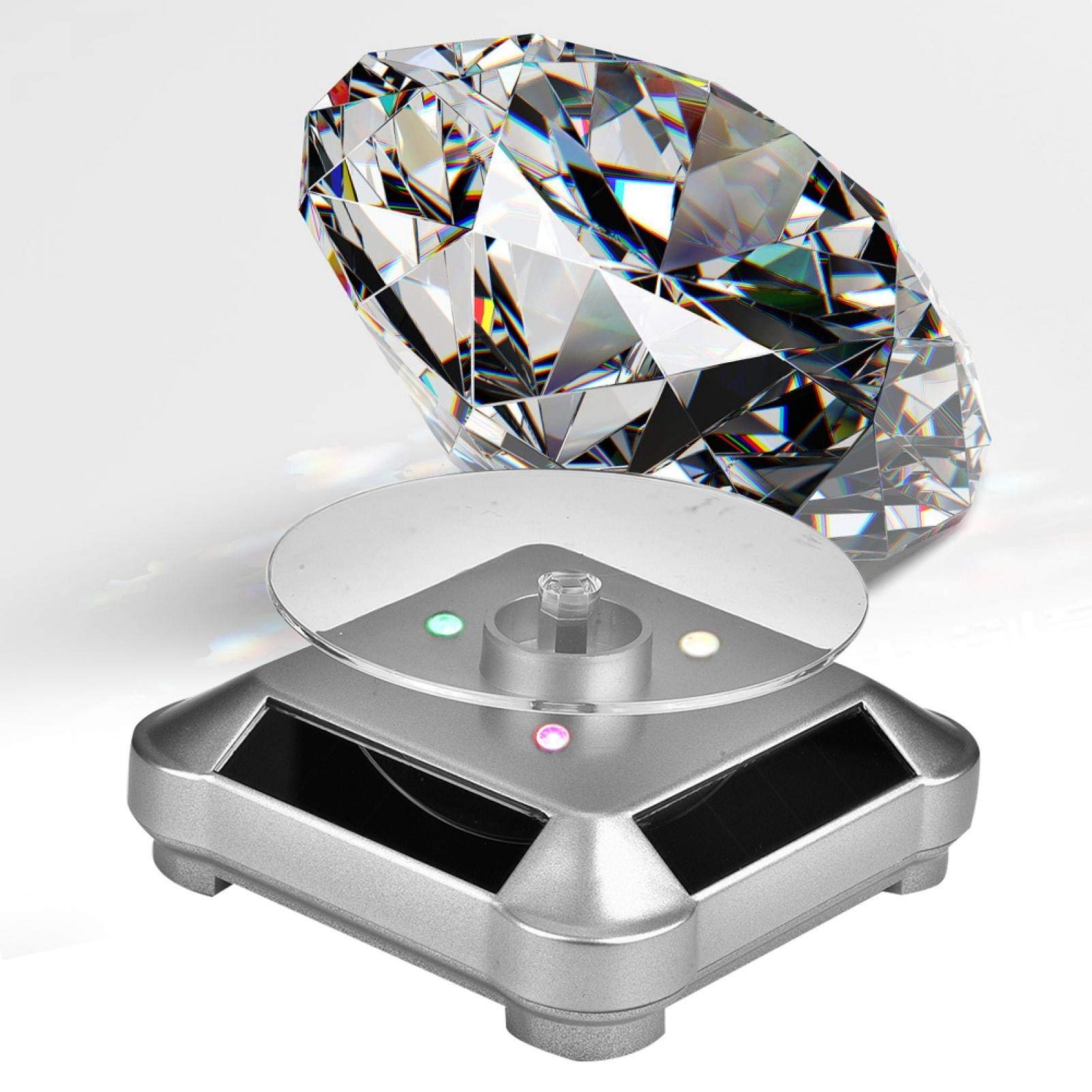 Solar Powered 360° Rotating Display Stand - Battery Operated Turntable for Jewelry, Watches, Rings & Mobile Phones | Perfect for Store Displays, Trade Shows & Home Decor Showcase