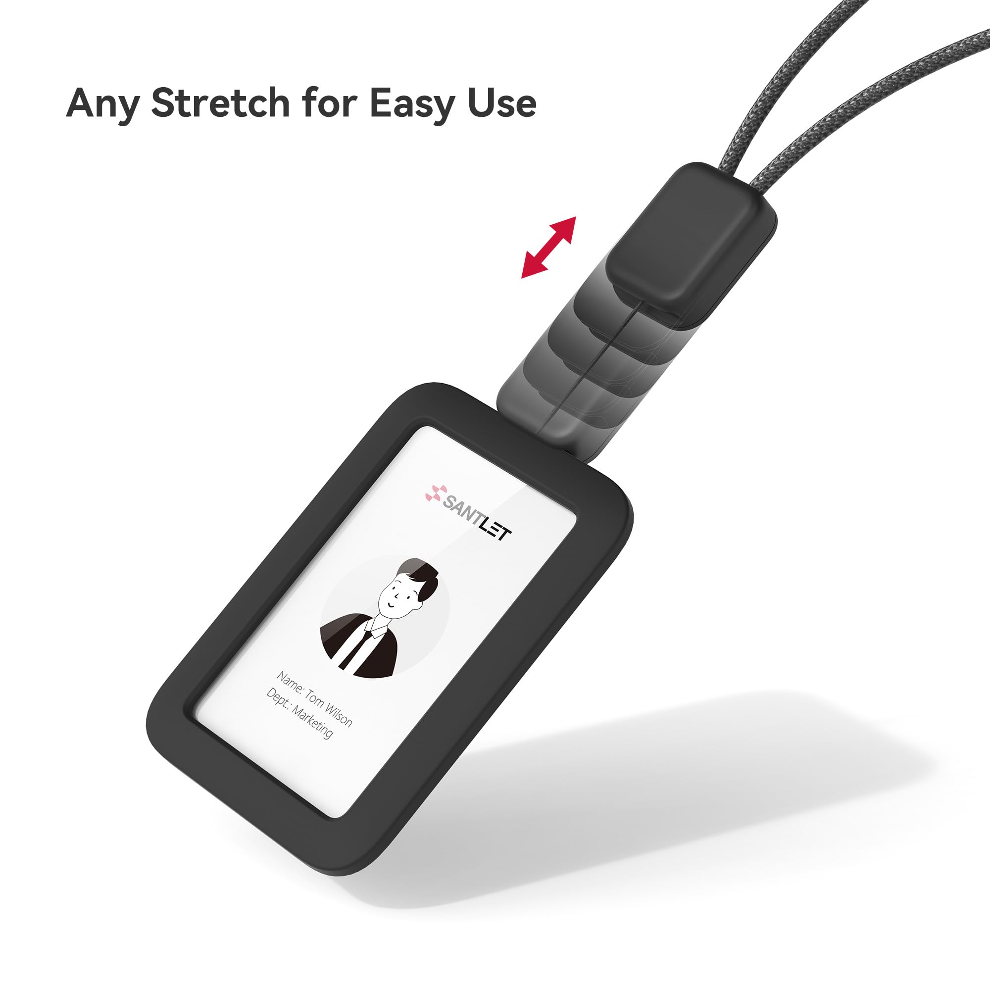 Silicone ID Badge Holder with Retractable Cord & Breakaway Buckle for Office Staff & Teachers