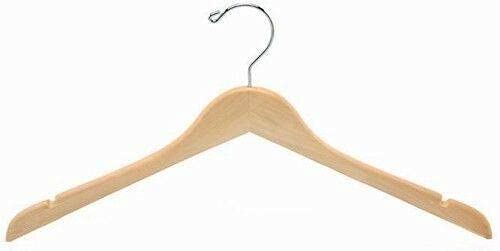 17 Inch Wooden Clothes Hangers for Dresses & Coats - Pack of 100 - Premium Wooden Hangers for Closet Organization & Wardrobe Storage - Perfect for Dry Cleaners, Boutiques & Home Closet Organization