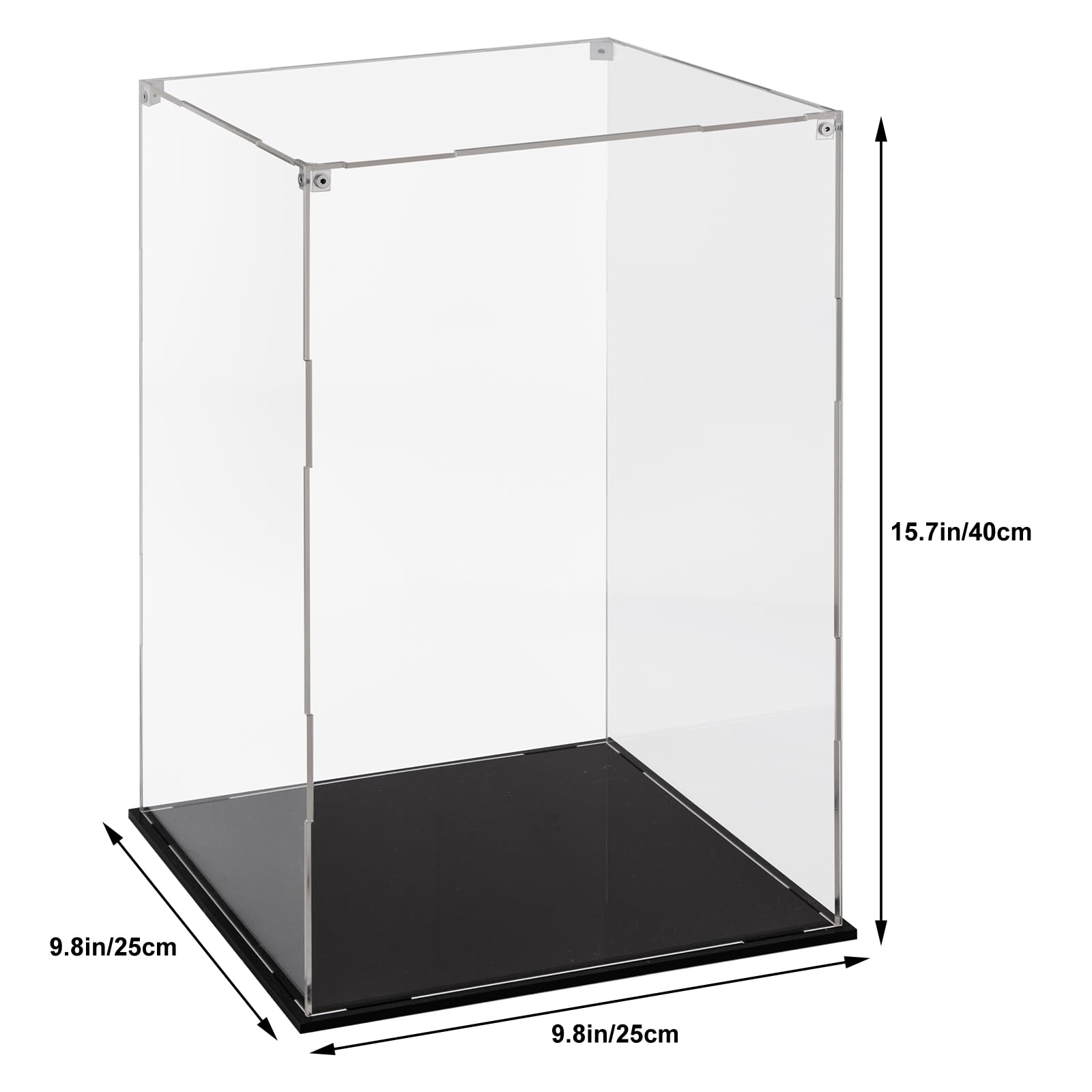 Cliselda 15.7 Inch Large Clear Acrylic Display Case for Collectibles - Dustproof Protection Showcase for Action Figures, Dolls & Trophy Awards - Perfect for Home Decor, Office Display and Collectible Storage