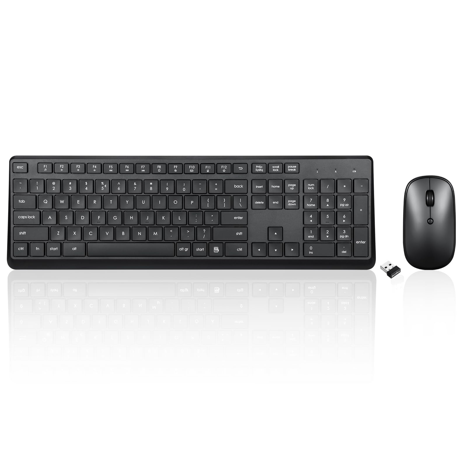 Perixx PERIDUO-716 Wireless Keyboard and Mouse Combo - Ergonomic Full-Size Keyboard with Silent Optical Mouse for Office, Gaming & Home Use - Black